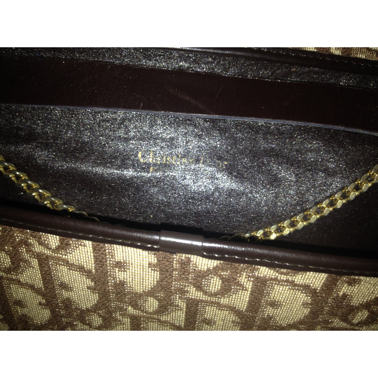 Dior Handbag Brown Beige Leather Cloth ref.28751 - Joli Closet