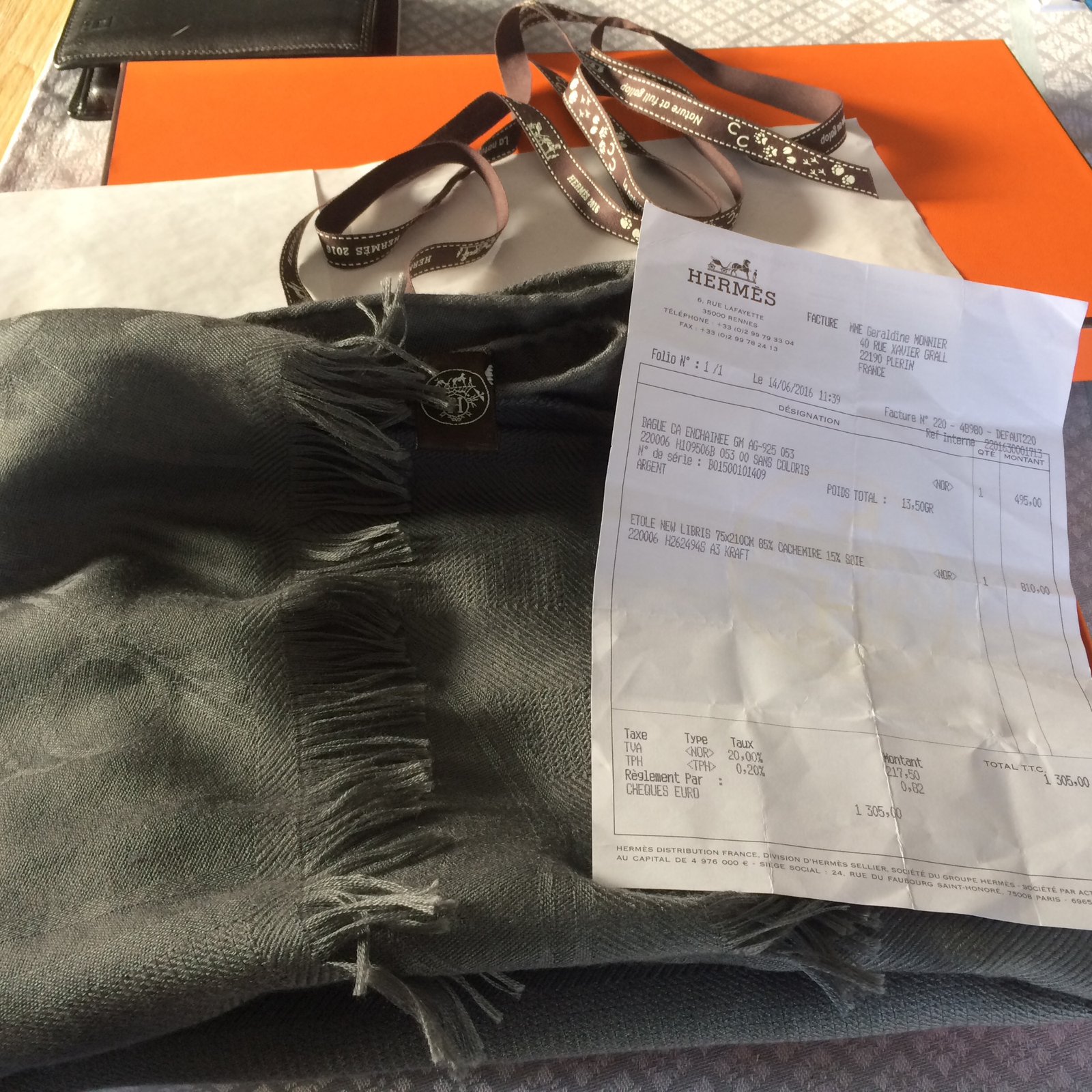 Hermès Silk scarf Grey Cashmere ref.35510 - Joli Closet