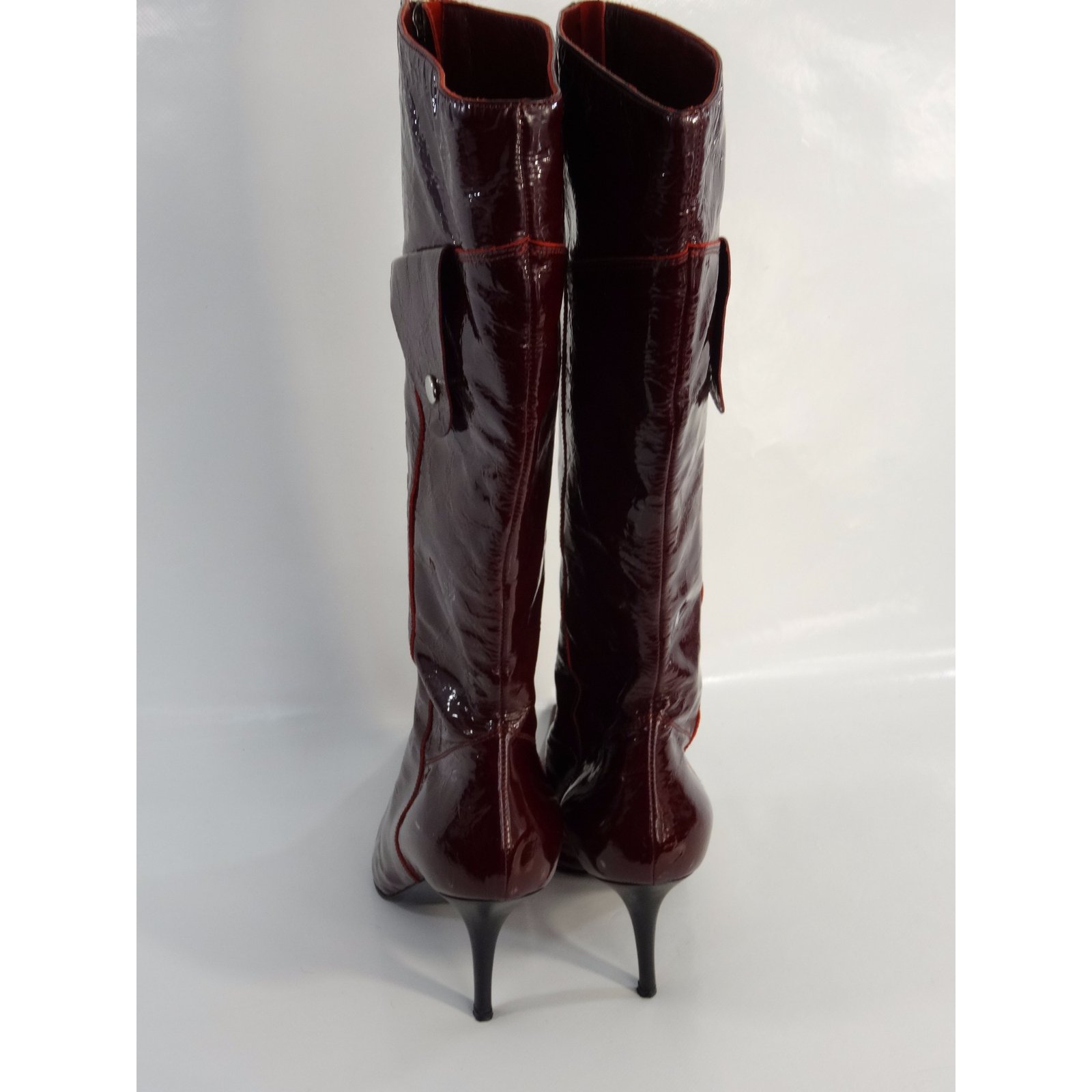 Giancarlo Paoli Boots Dark red Patent leather ref.29337 - Joli Closet