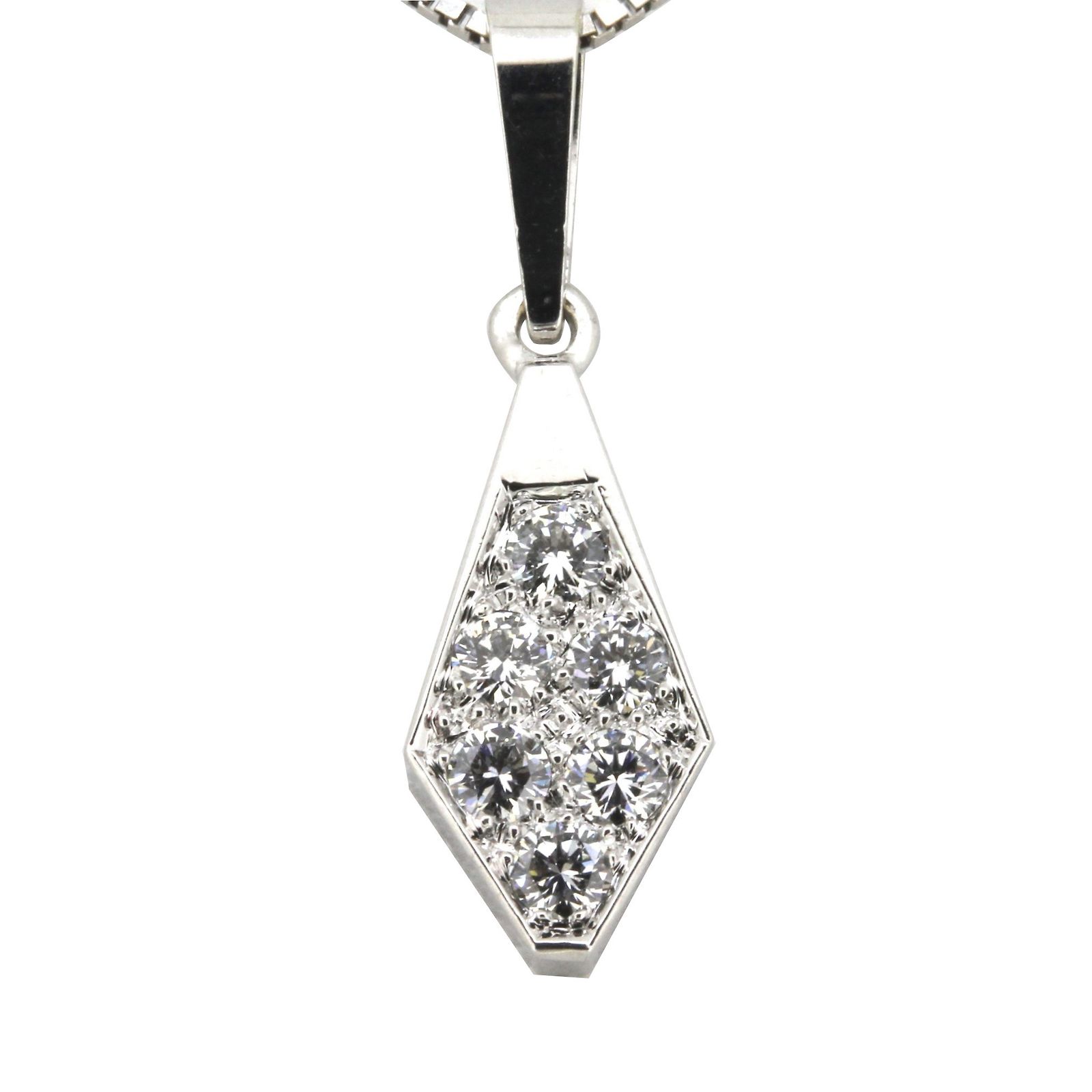 Chaîne Avec Pendentif Diamant (ou Zirconium) - Or Gris - Neuf Avec étiquettes