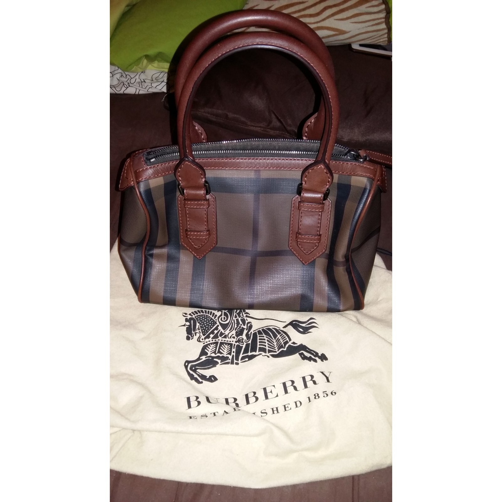 Burberry Smoked Check Chester Bowling Bag Brown Handbags Leather Burberry Smoked Check Chester Bowling Bag Brown Handbags Leather Multiple Colors Ref 30230 Joli Closet