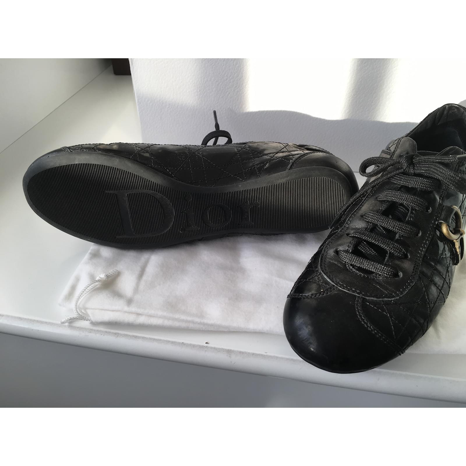 Dior Baskets Noir Cuir vernis ref.31067 Joli Closet