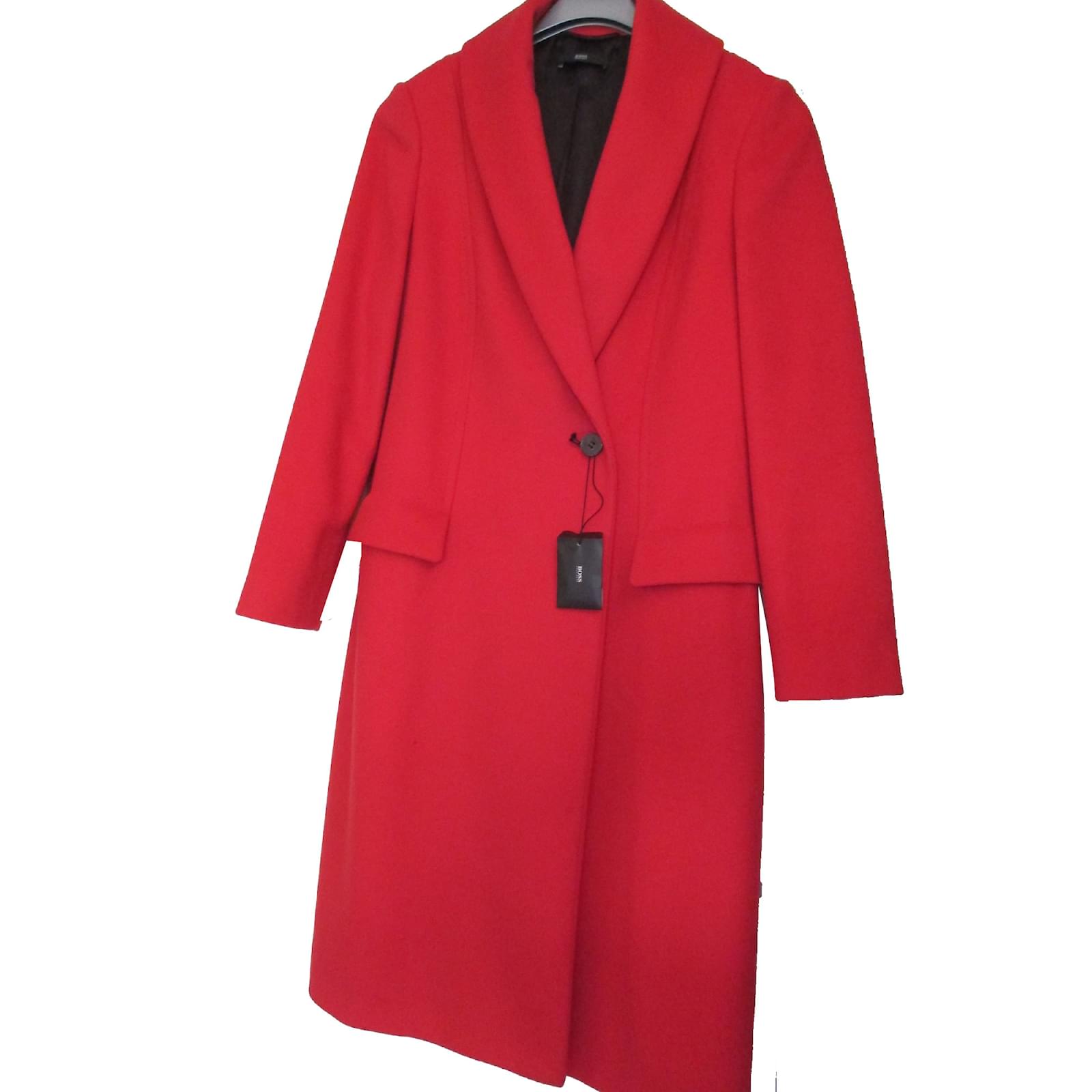 Hugo Boss Coat Red Wool Joli Closet