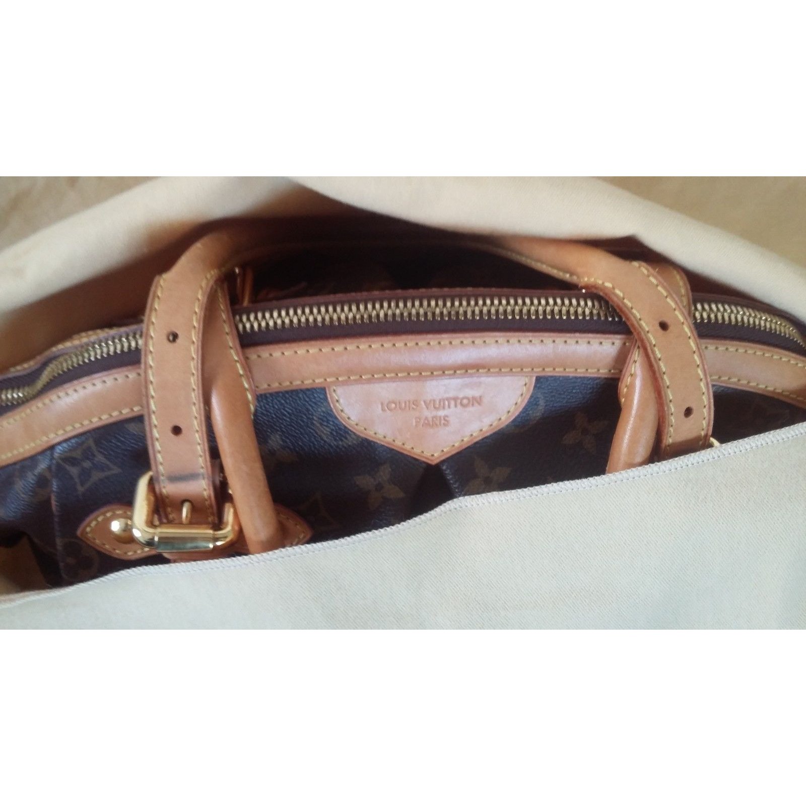 Louis Vuitton TIVOLI Brown Leather Cloth ref.32095 - Joli Closet