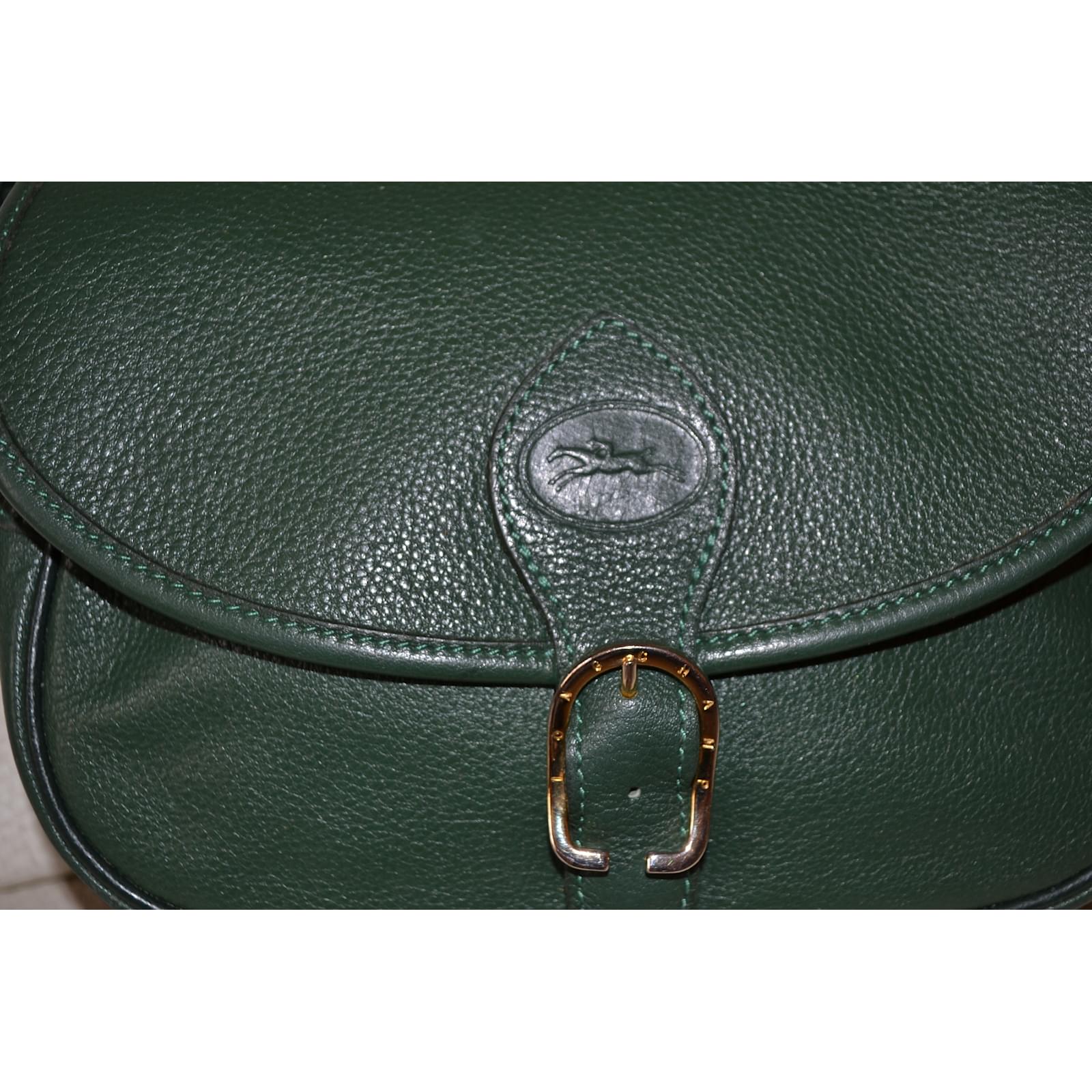 Longchamp besace bandoulière Cuir Vert ref.33426 Joli Closet