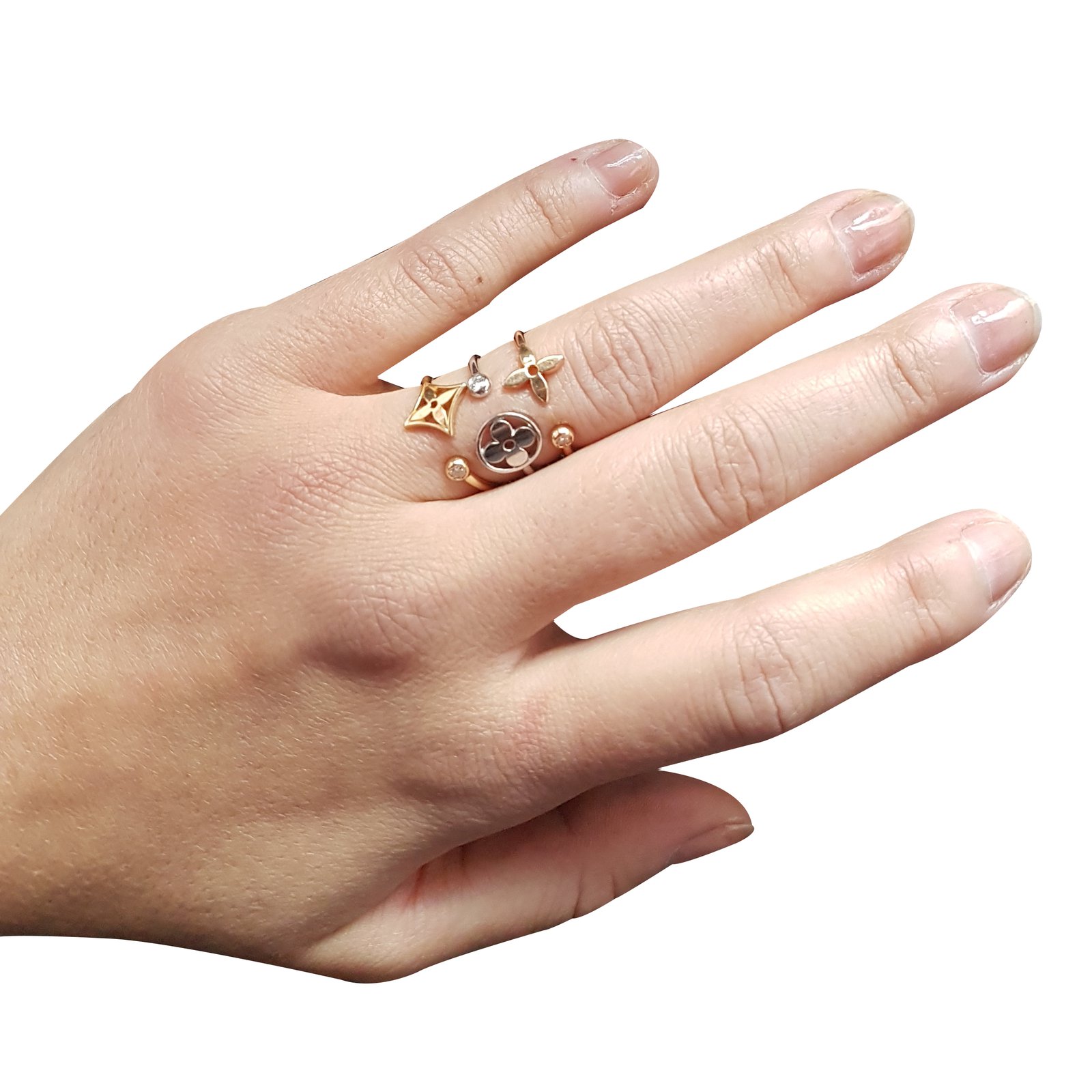 Louis Vuitton Idylle Blossom 18k 3 Golds & Diamonds Ring