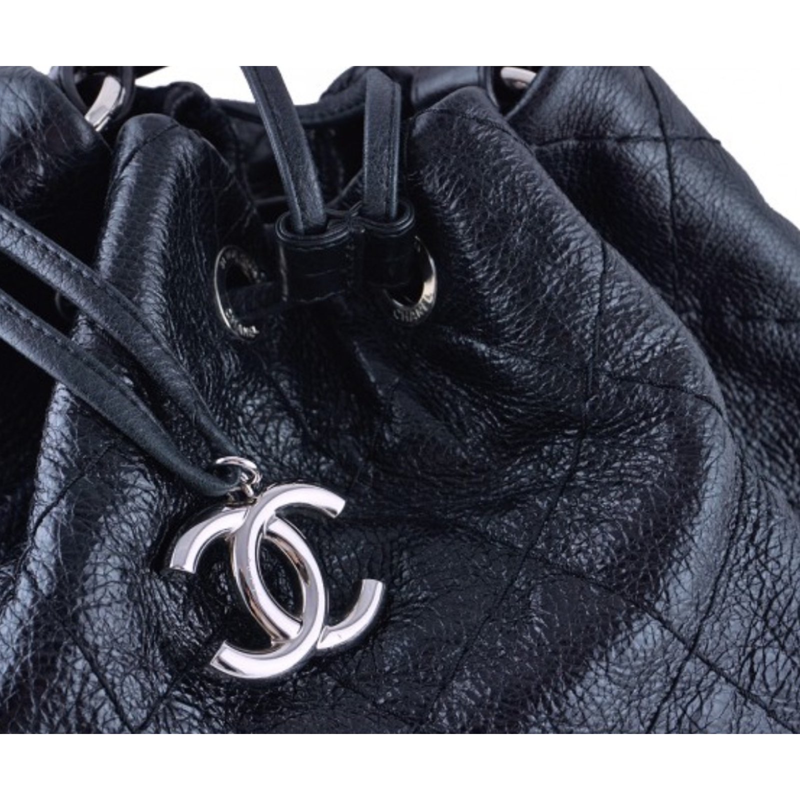 Chanel On-the-road-drawstring Tote bag Black Leather  - Joli Closet
