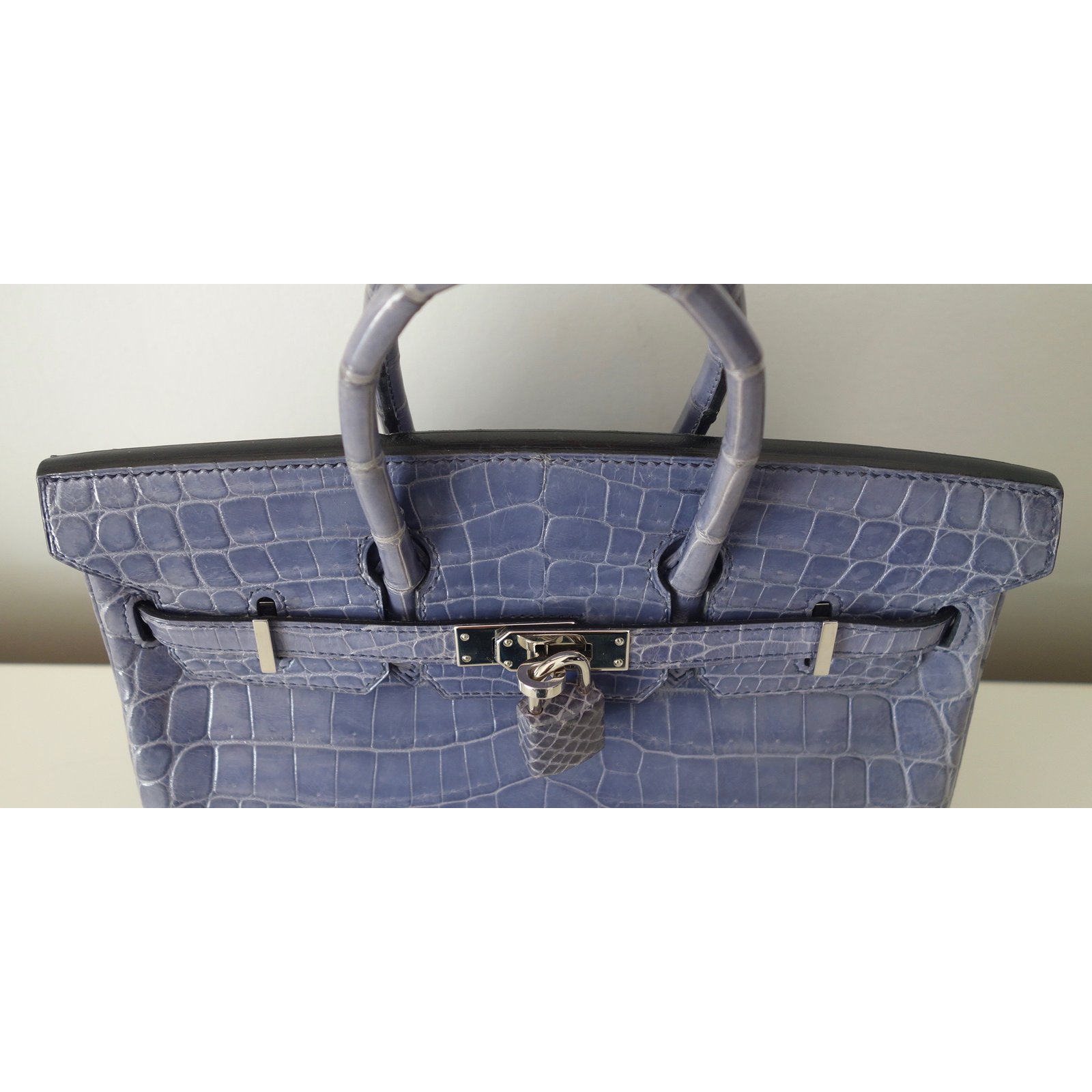 Hermès BIRKIN CROCODILE 25 Blue Purple Exotic leather ref.35170 - Joli  Closet