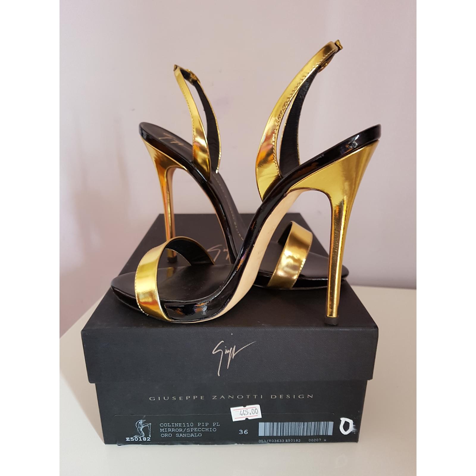 Giuseppe Zanotti SANDALS 36 EU NEW Black Golden Patent