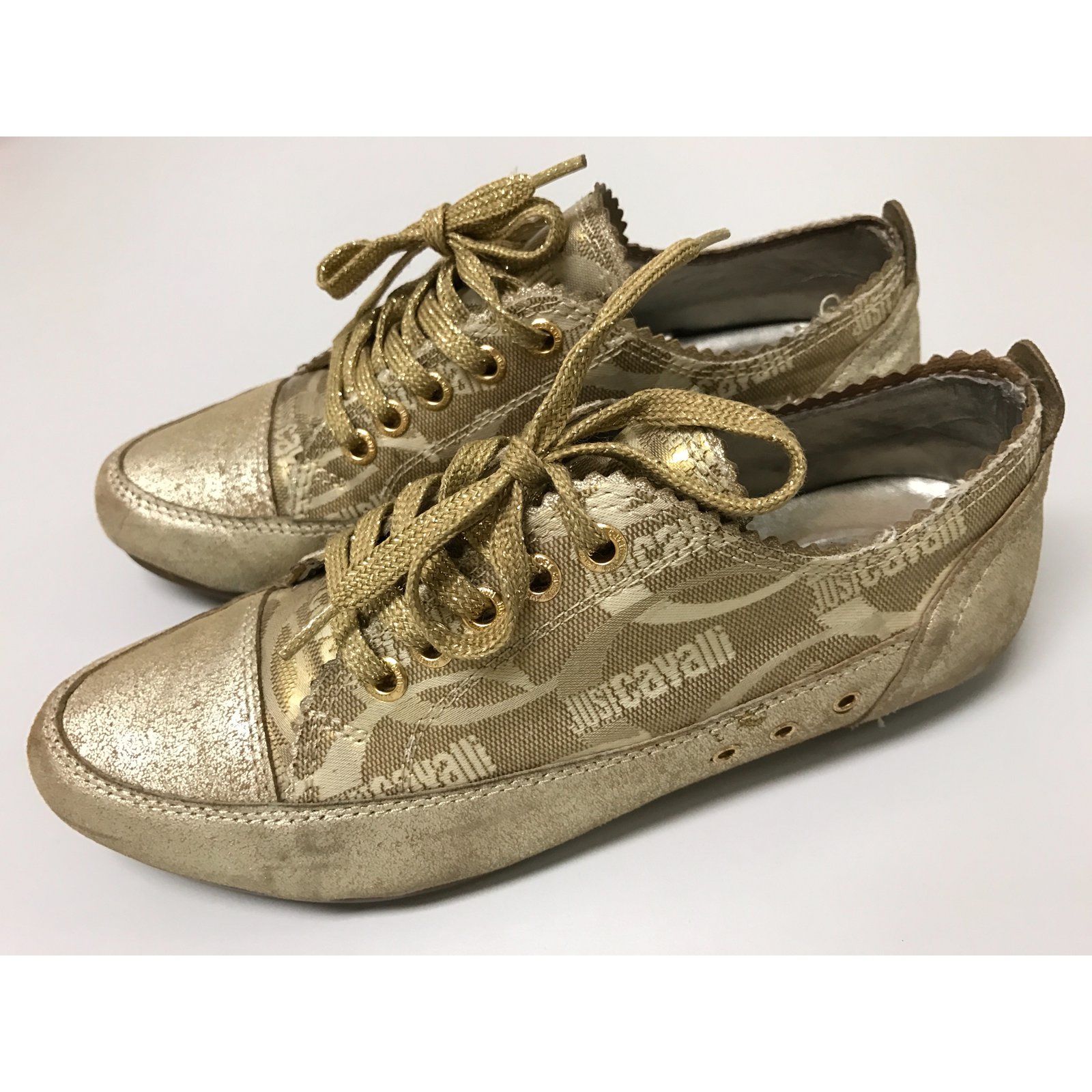 Roberto Cavalli Sneakers Golden Leather ref.35879 - Joli Closet