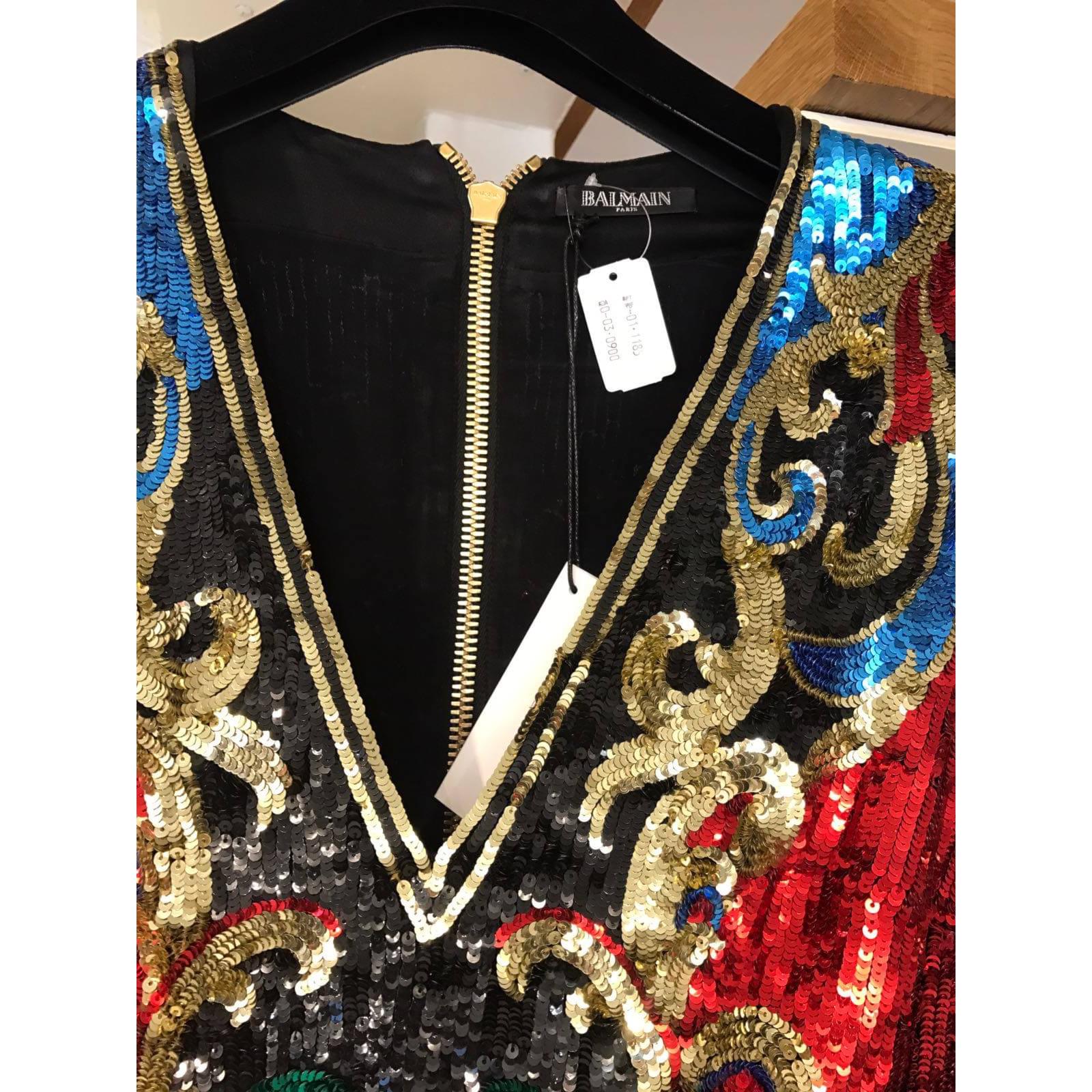 Balmain V-neck sequin-embellished mini dress Multiple colors Silk  ref.JC35983 (Sold) - Joli Closet