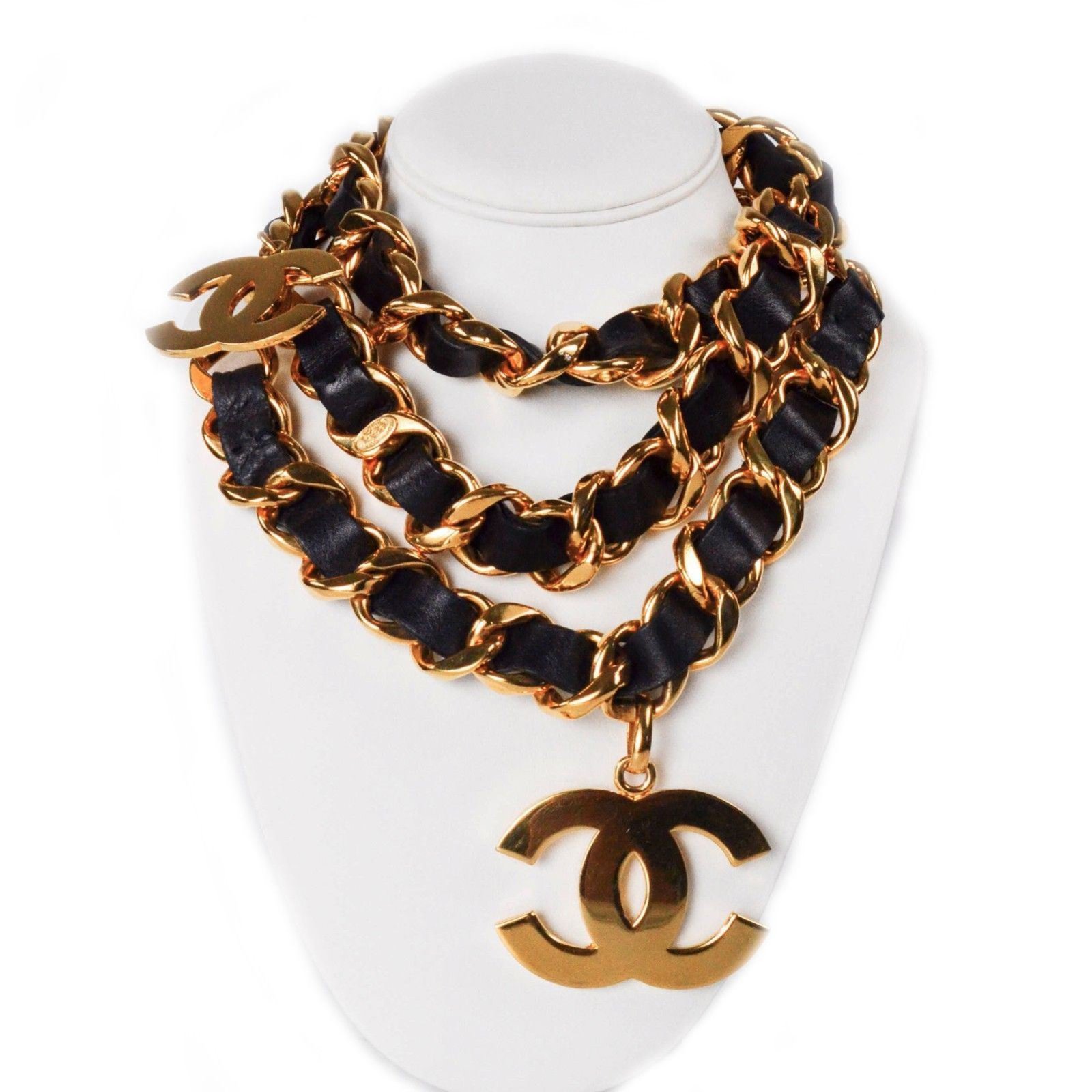 Chanel XL CC Necklace / Belt Black Leather ref.37109 - Joli Closet