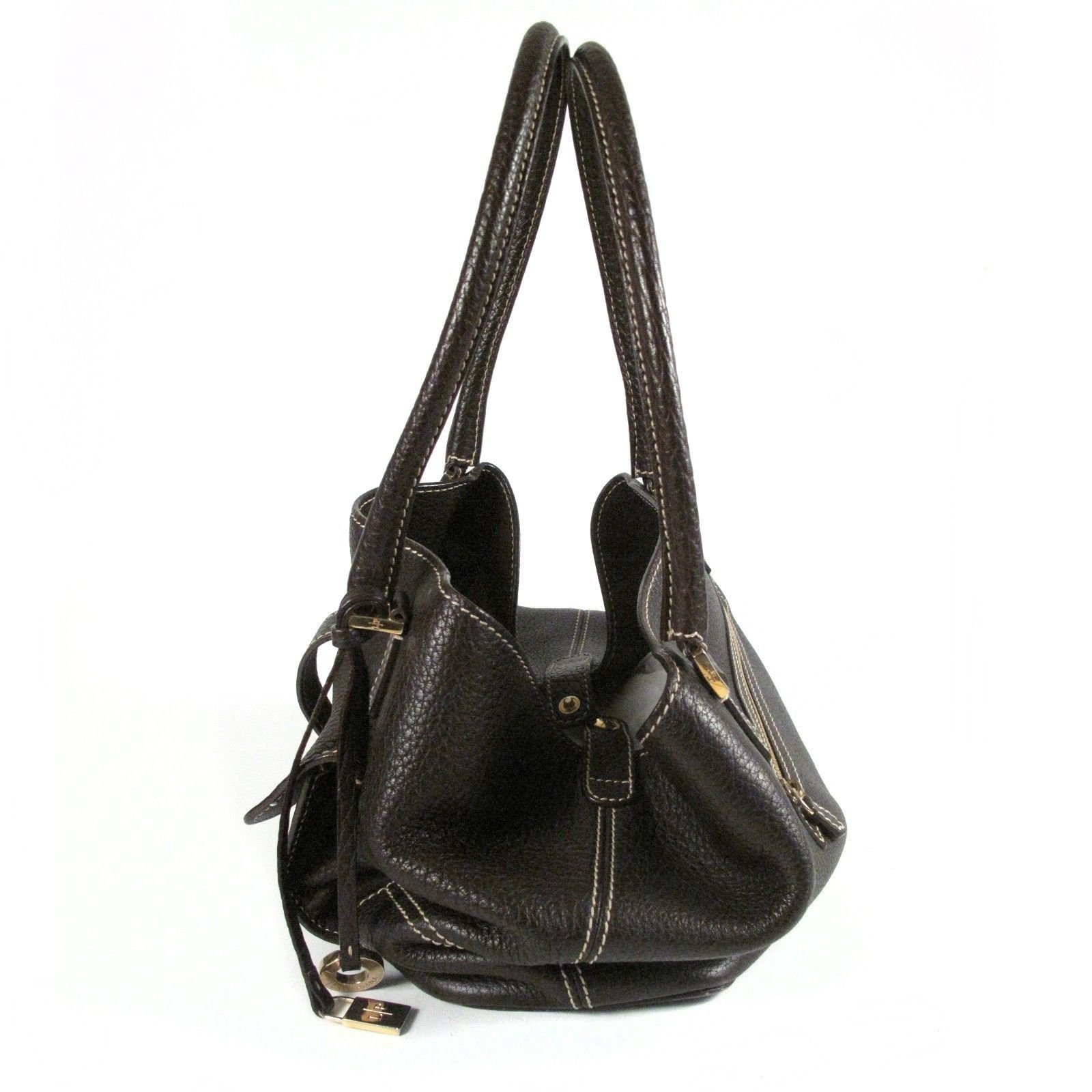 Loro Piana Chocolate Brown Leather Globe Shoulder Bag ref.937870