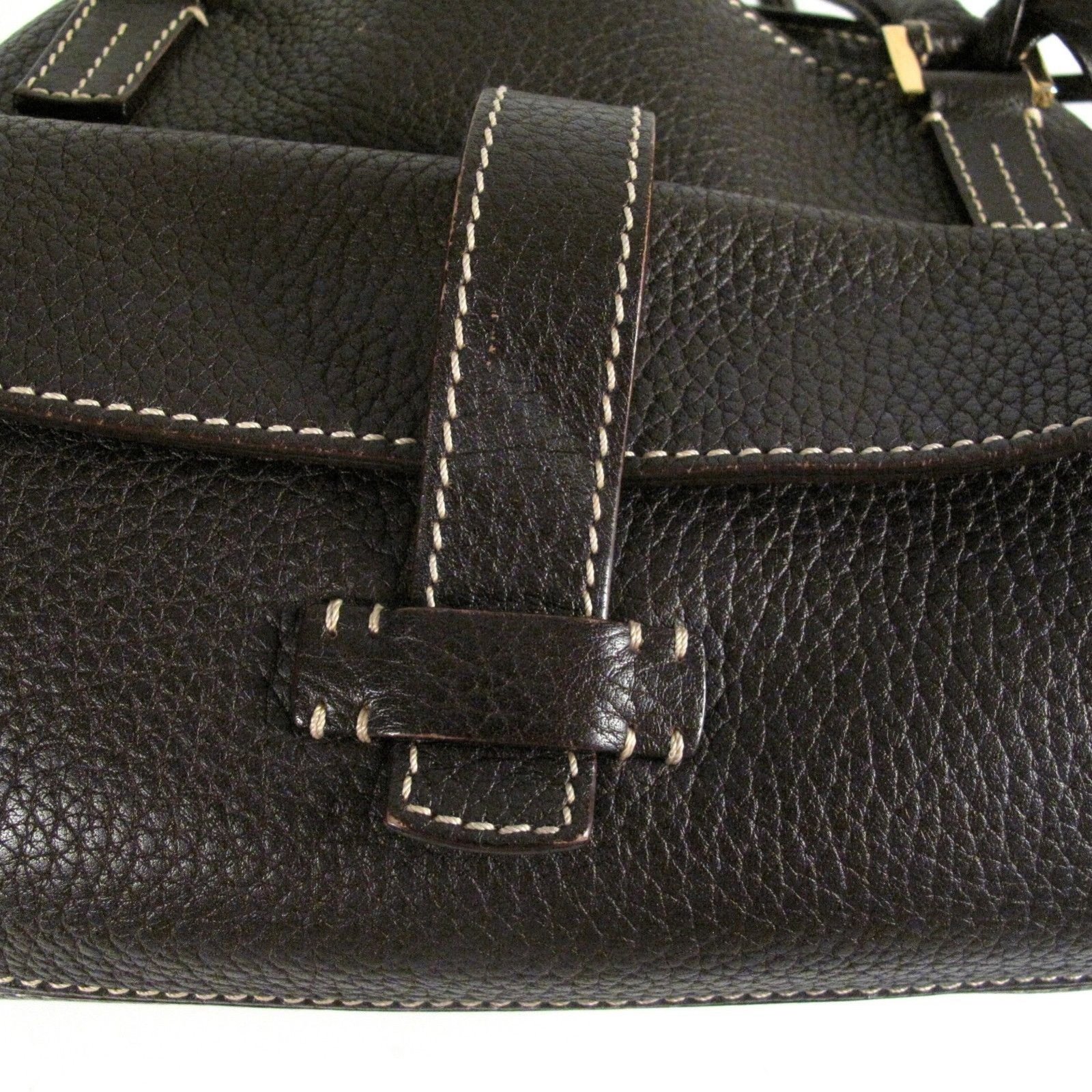 Loro Piana Chocolate Brown Leather Globe Shoulder Bag ref.937870