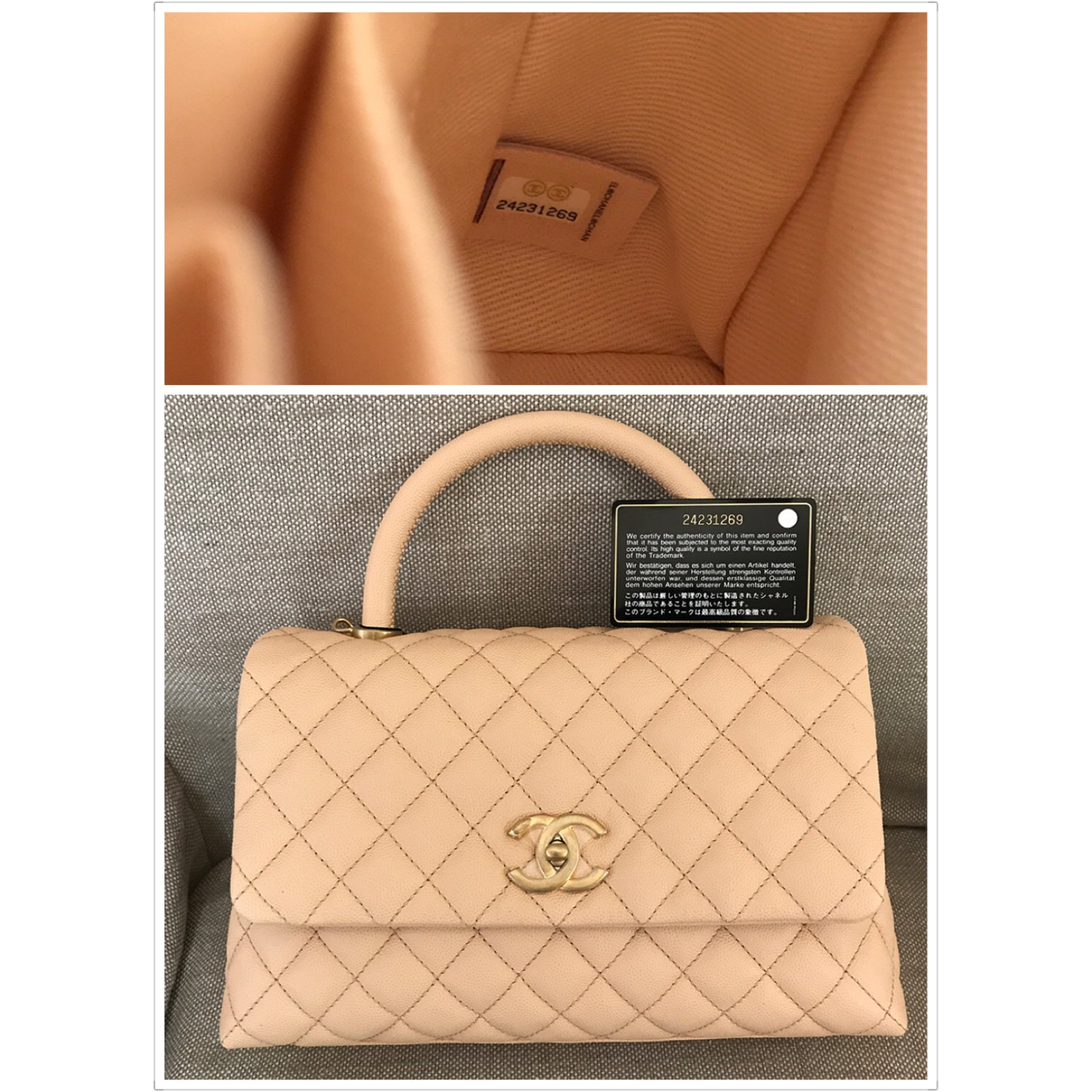 Chanel Coco Handle Beige Leather ref.38563 - Joli Closet