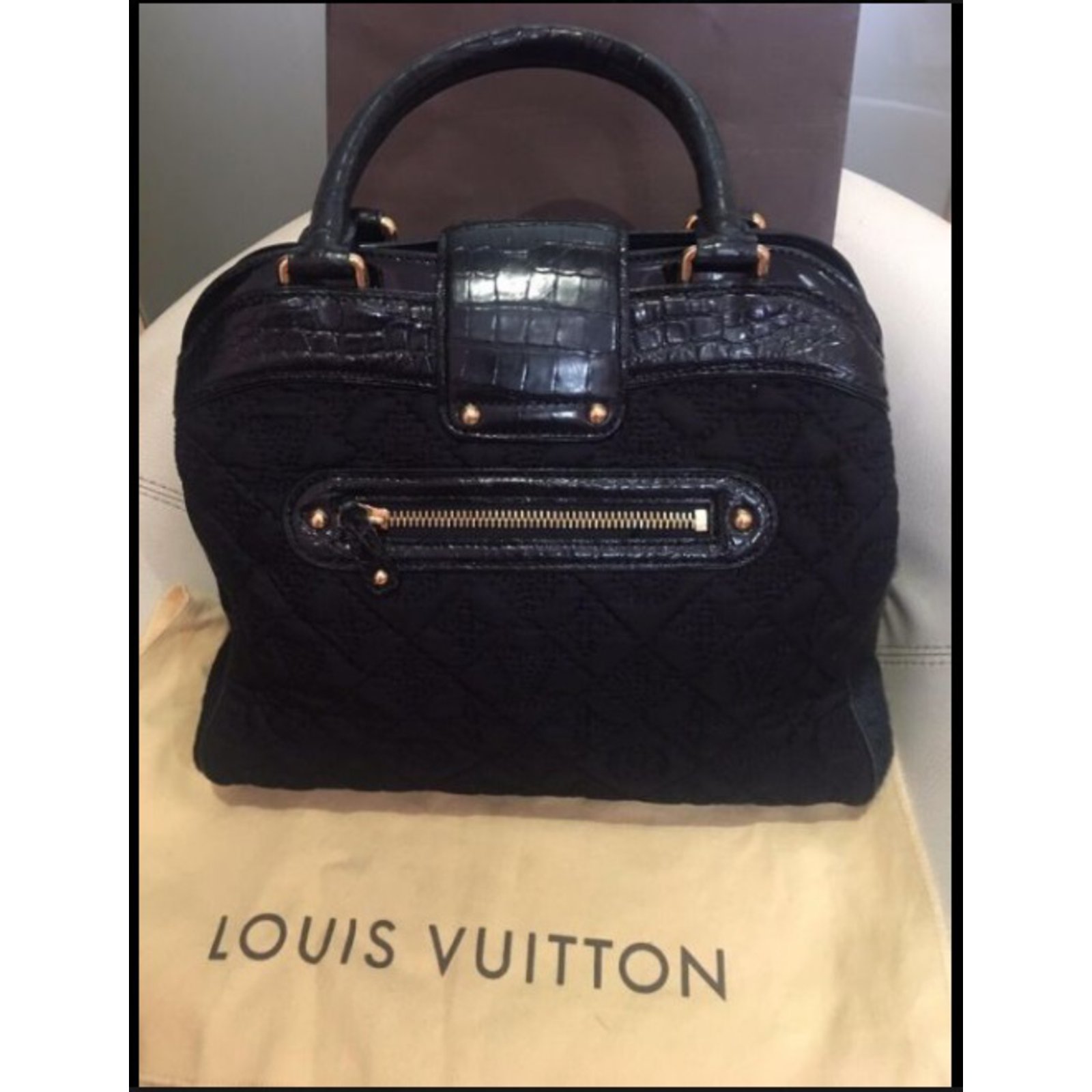 Louis Vuitton Linda Charms Scarf Bag Monogram Silk with Alligator Trim