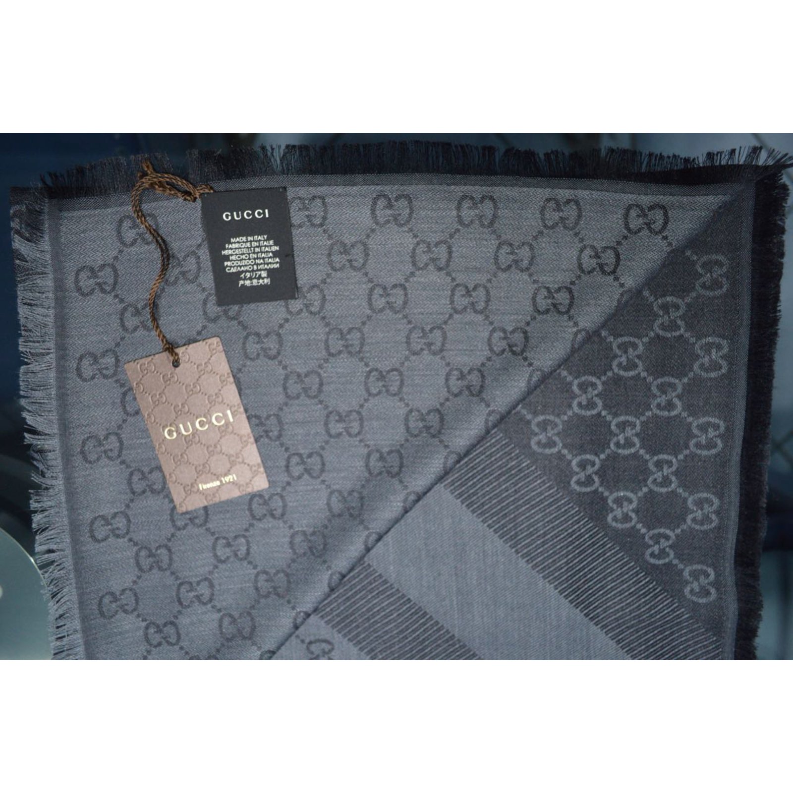 ggweb monogram GUCCI NEW NEVER WORN +GIFTRECEIPT Dark grey Silk Wool ...