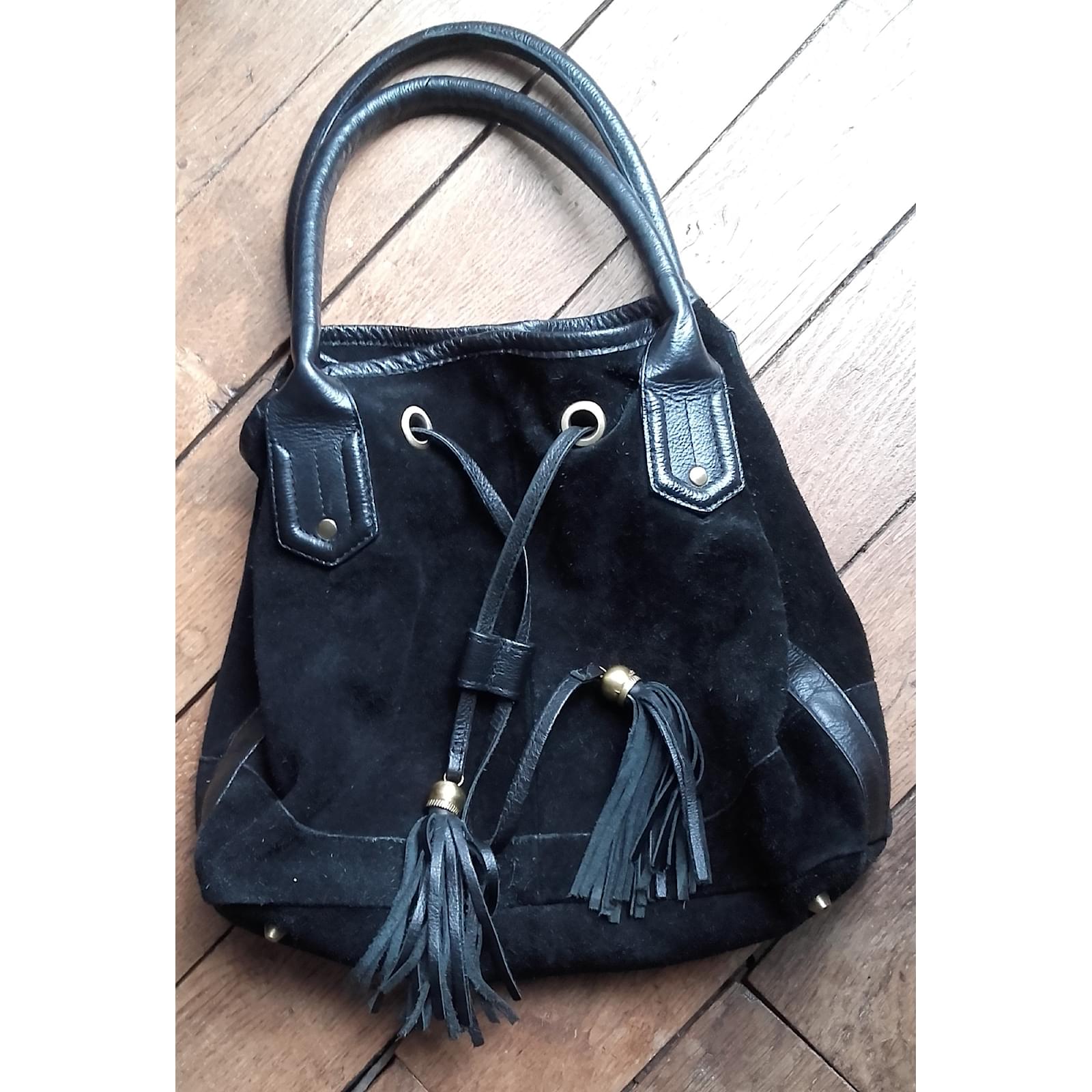 Cyrillus Sac seau noir Cuir Joli Closet