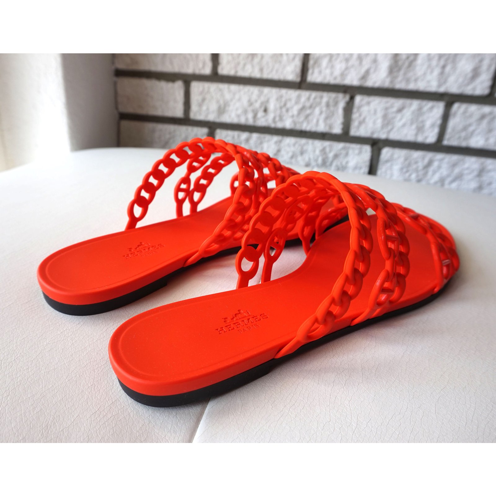 Herm s Hermes  Nude Jelly  Flats Rubber Red ref 41166 Joli 