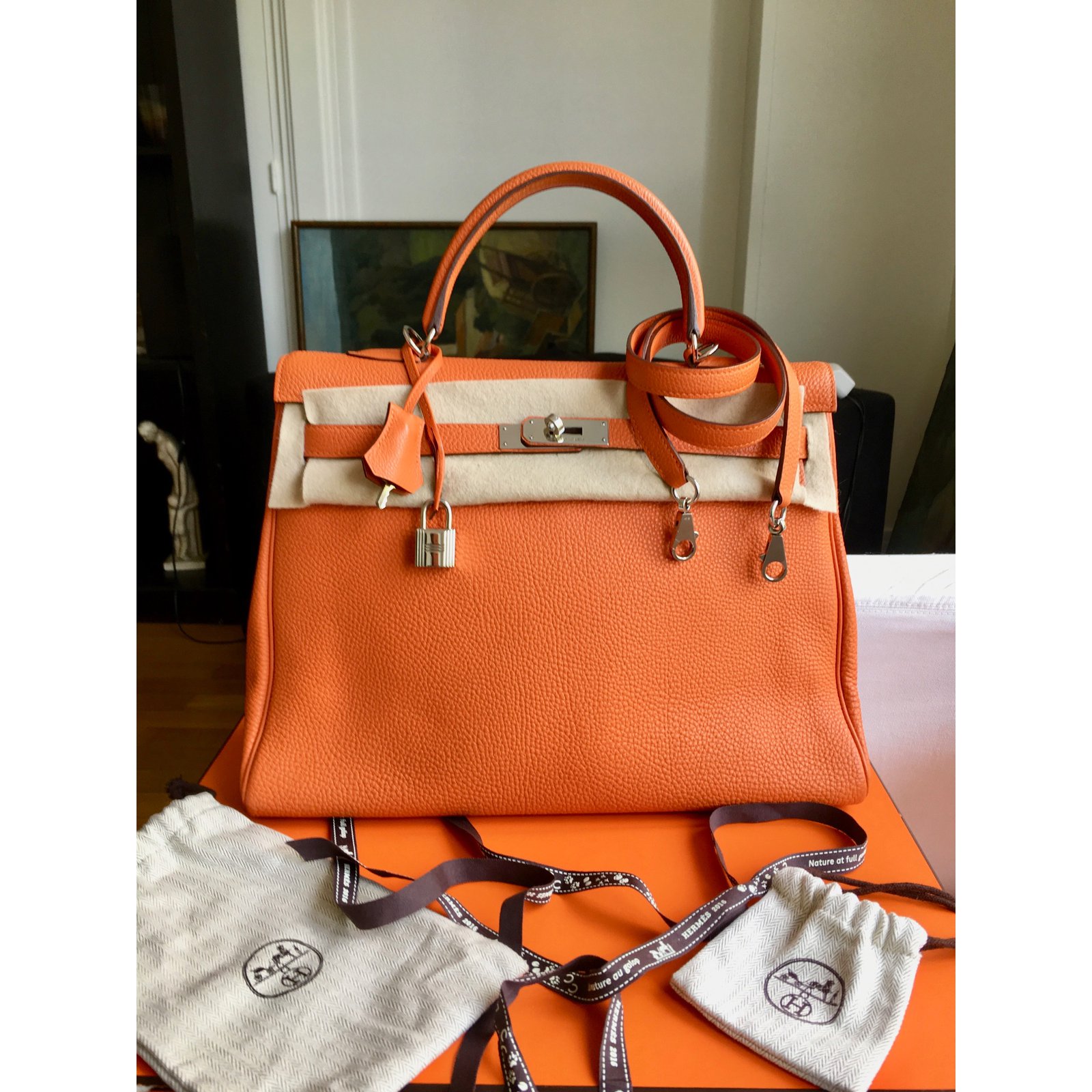 Hermès hermes kelly 25 Orange Leather ref.968639 - Joli Closet