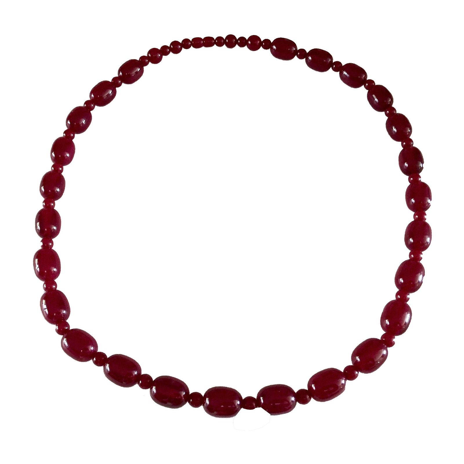 Collier Vintage En Bakélite Rouge Foncé - Poids 106g, Monture Argent Sterling, Occasion