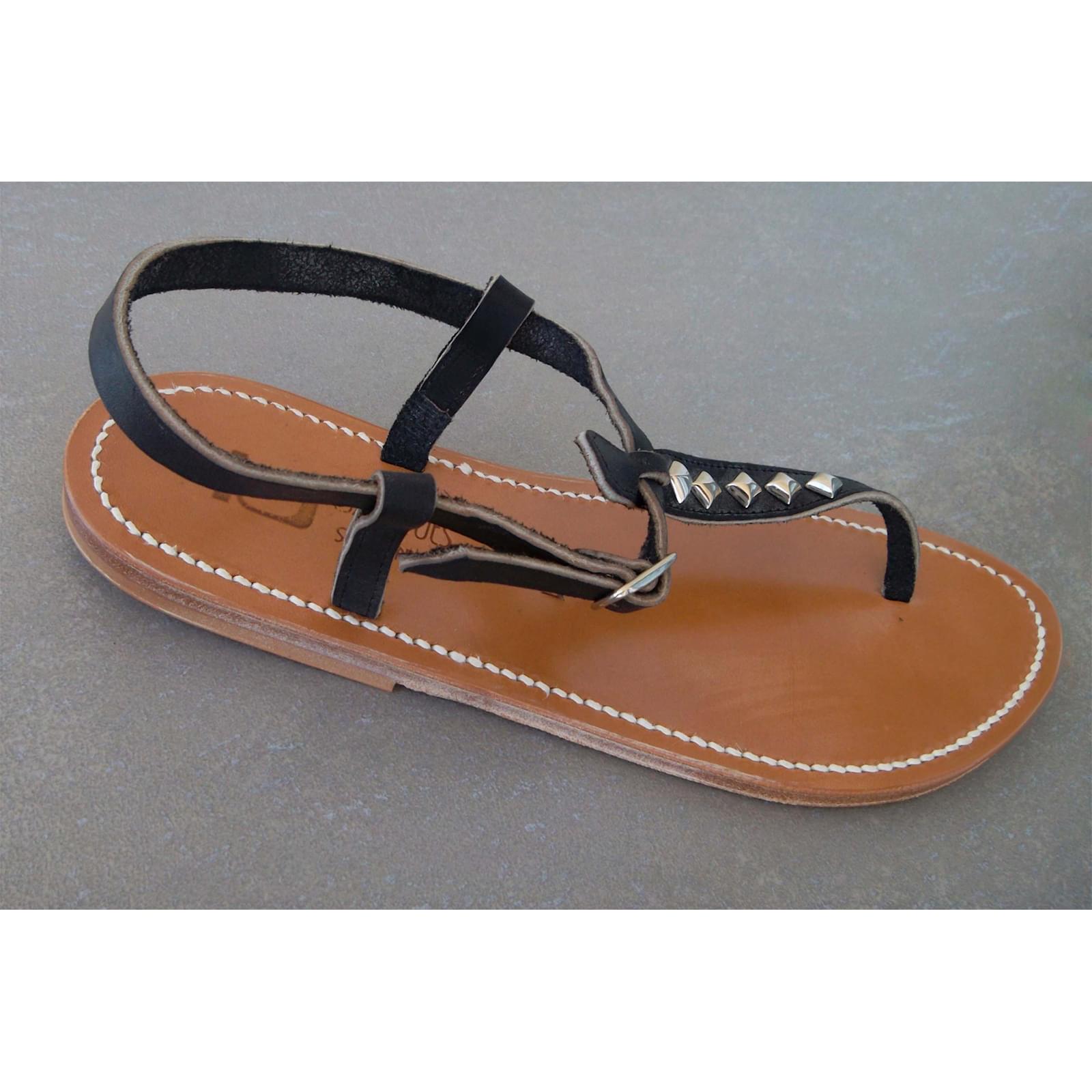 K Jacques PICONPYR SANDALES Black Leather Ref 42260 Joli Closet