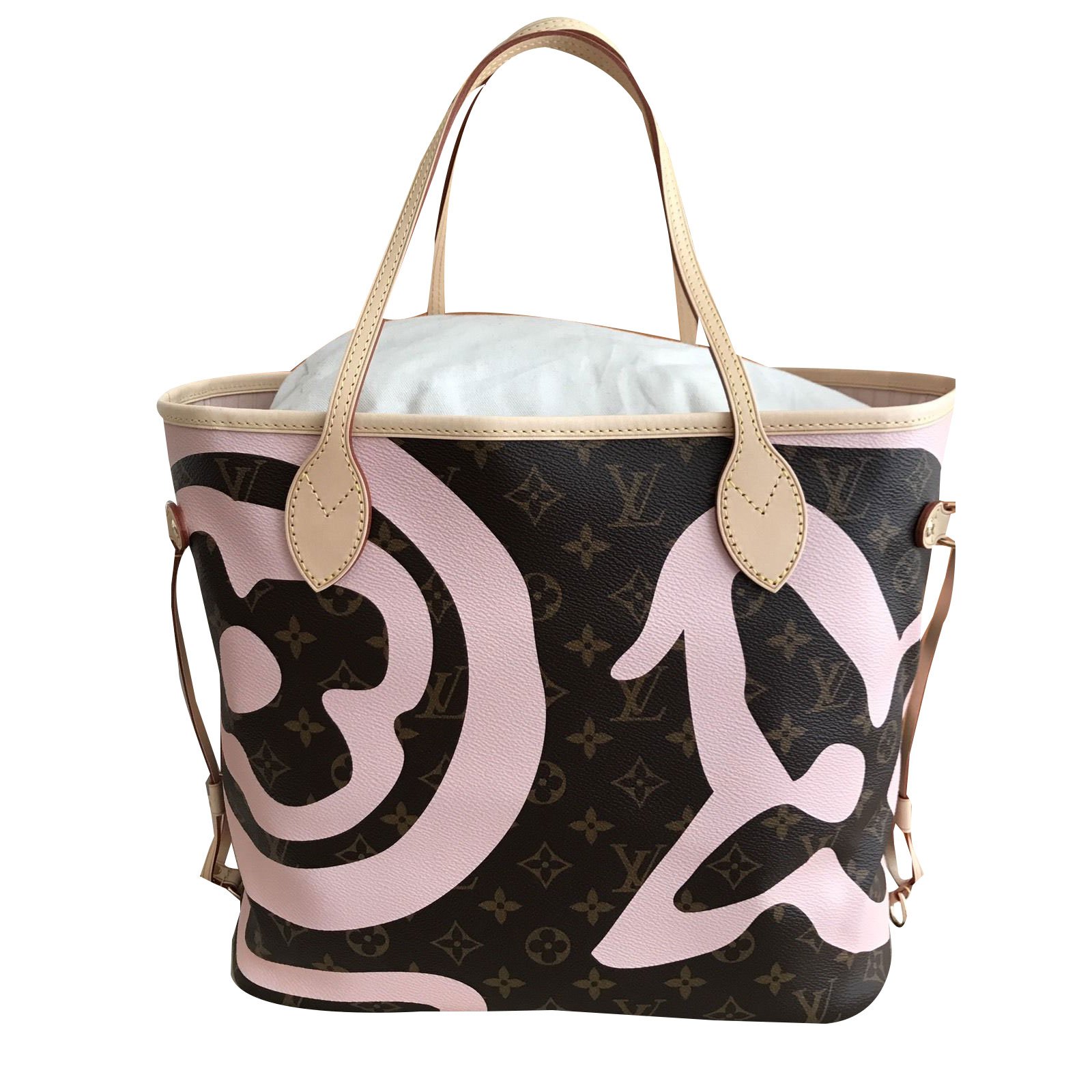 Louis Vuitton Neverfull Tahitienne Capri Handbags Leather Brown ref.42407 - Joli Closet