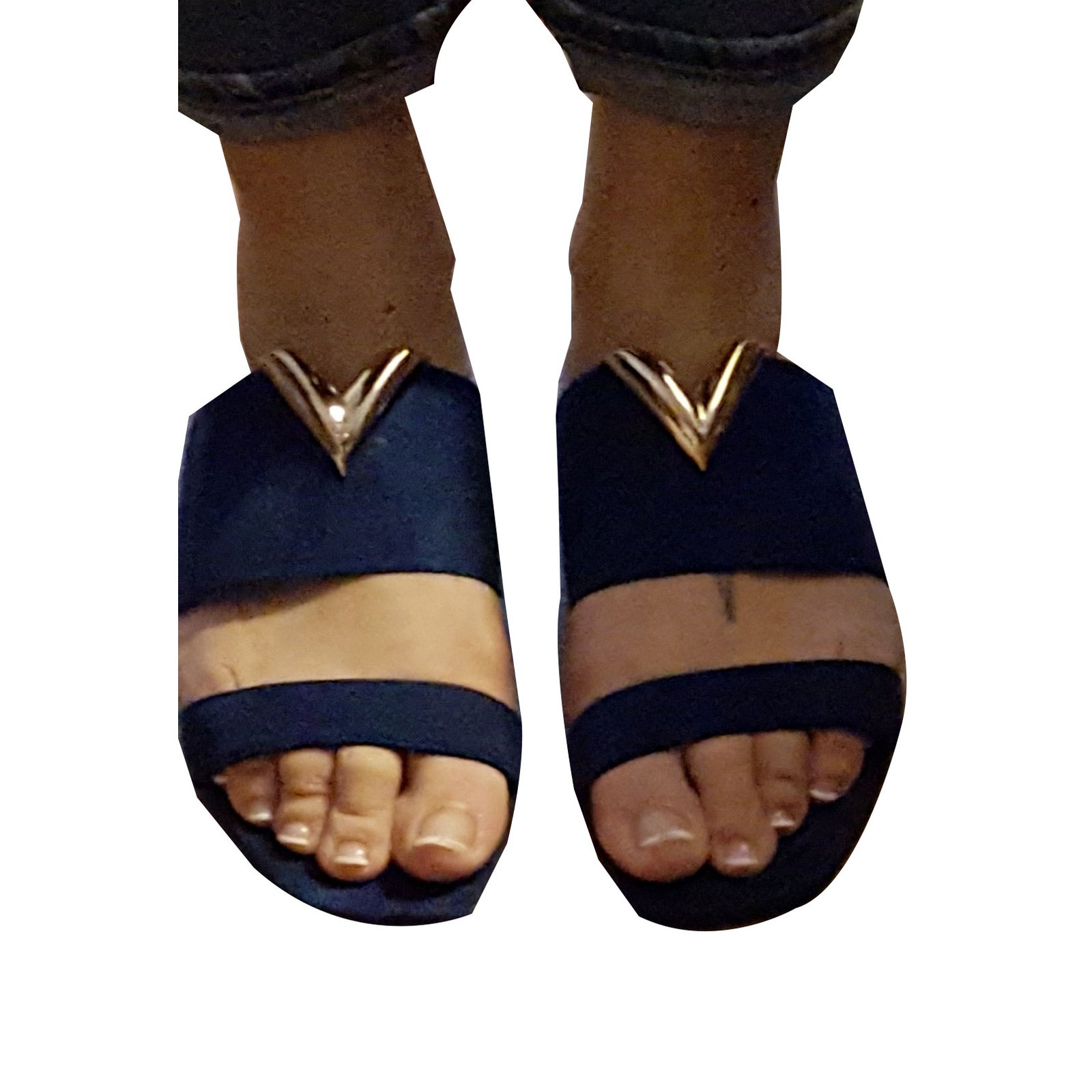 Louis Vuitton Sandals Navy blue Deerskin ref.42616 - Joli Closet