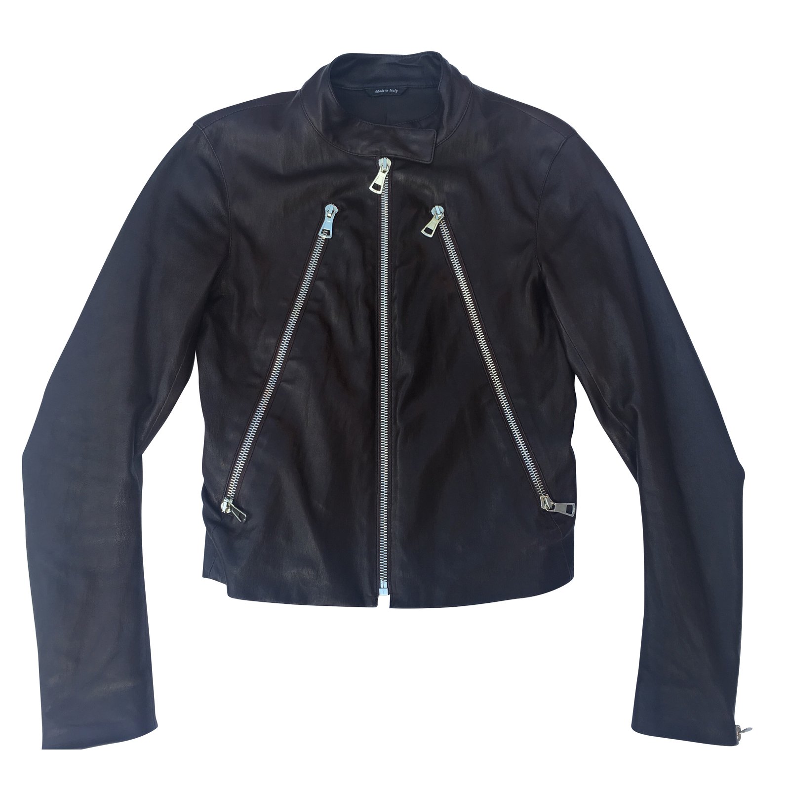 Maison Martin Margiela 5 zip biker jacket Brown Leather ref.42987 ...