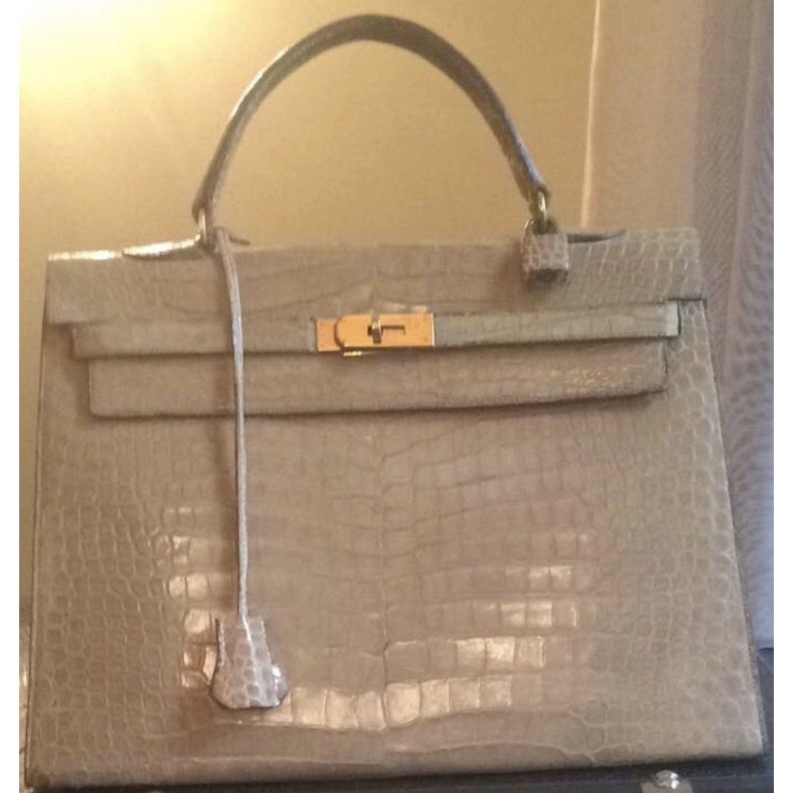 Kelly 35 crocodile handbag Hermès Brown in Crocodile - 32307968