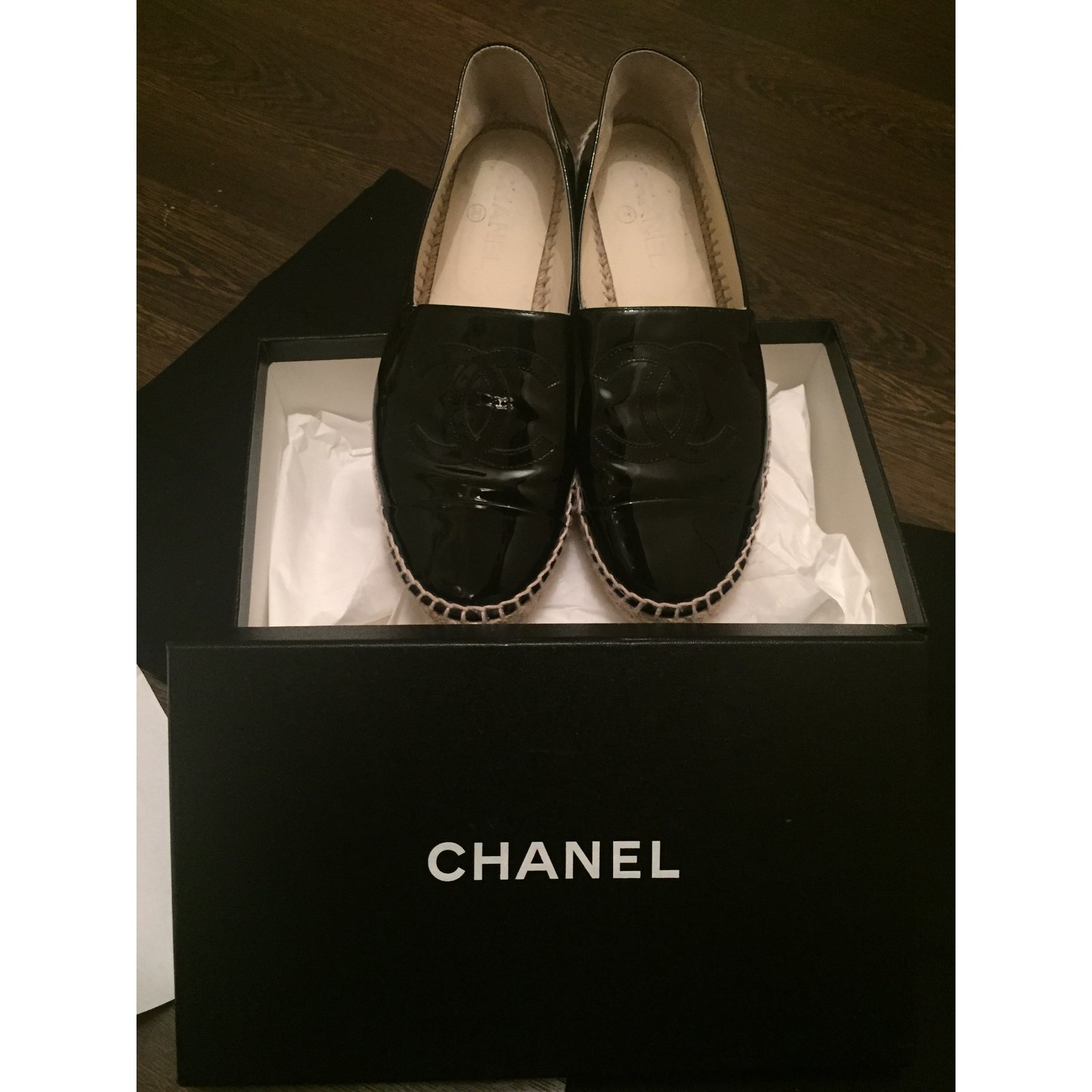 Mocassins Chanel Black Patent leather ref.44181 - Joli Closet