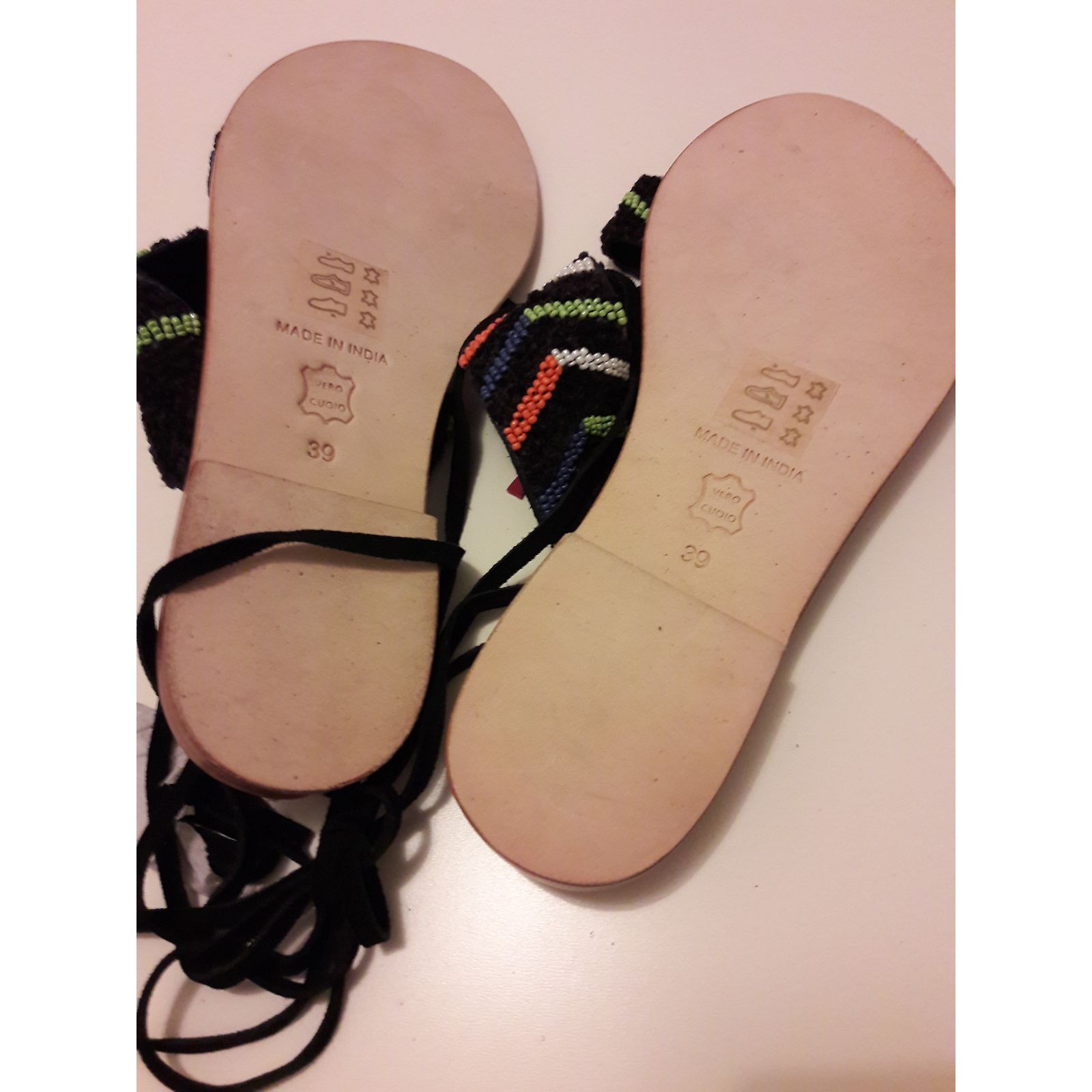 Sandales Noires ANTIK BATIK - Taille 37, Style Gladiateur, Occasion Bon État