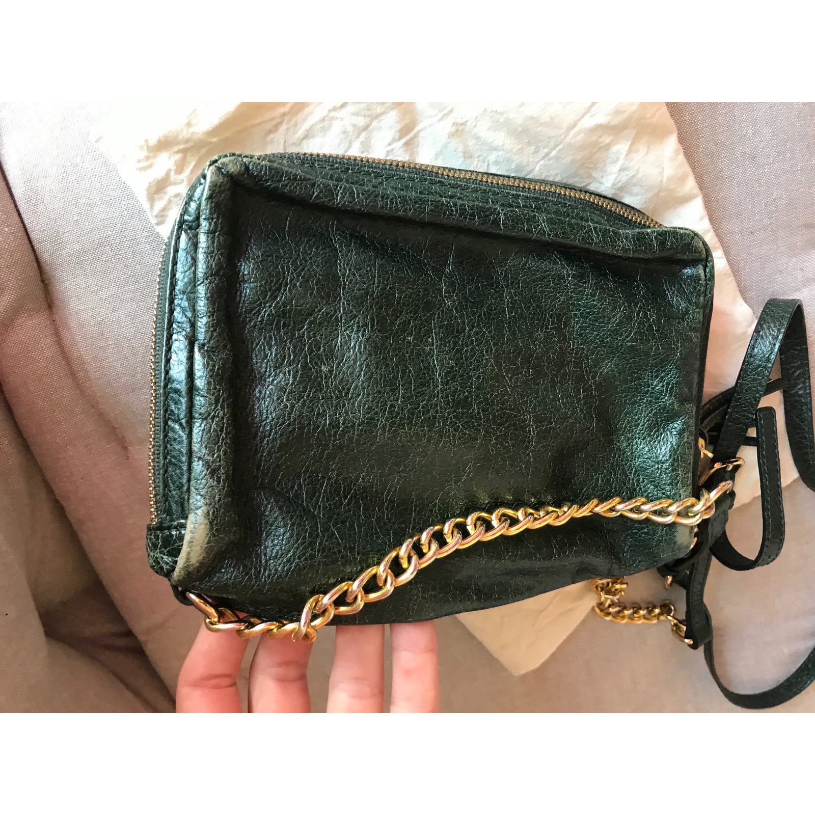 Bimba & Lola Handbag Golden Olive green Leather ref.44838 - Joli Closet