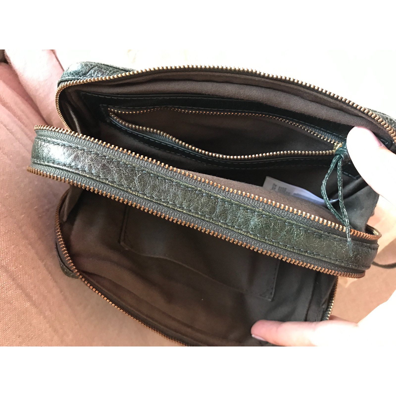 Bimba & Lola Handbag Golden Olive green Leather ref.44838 - Joli