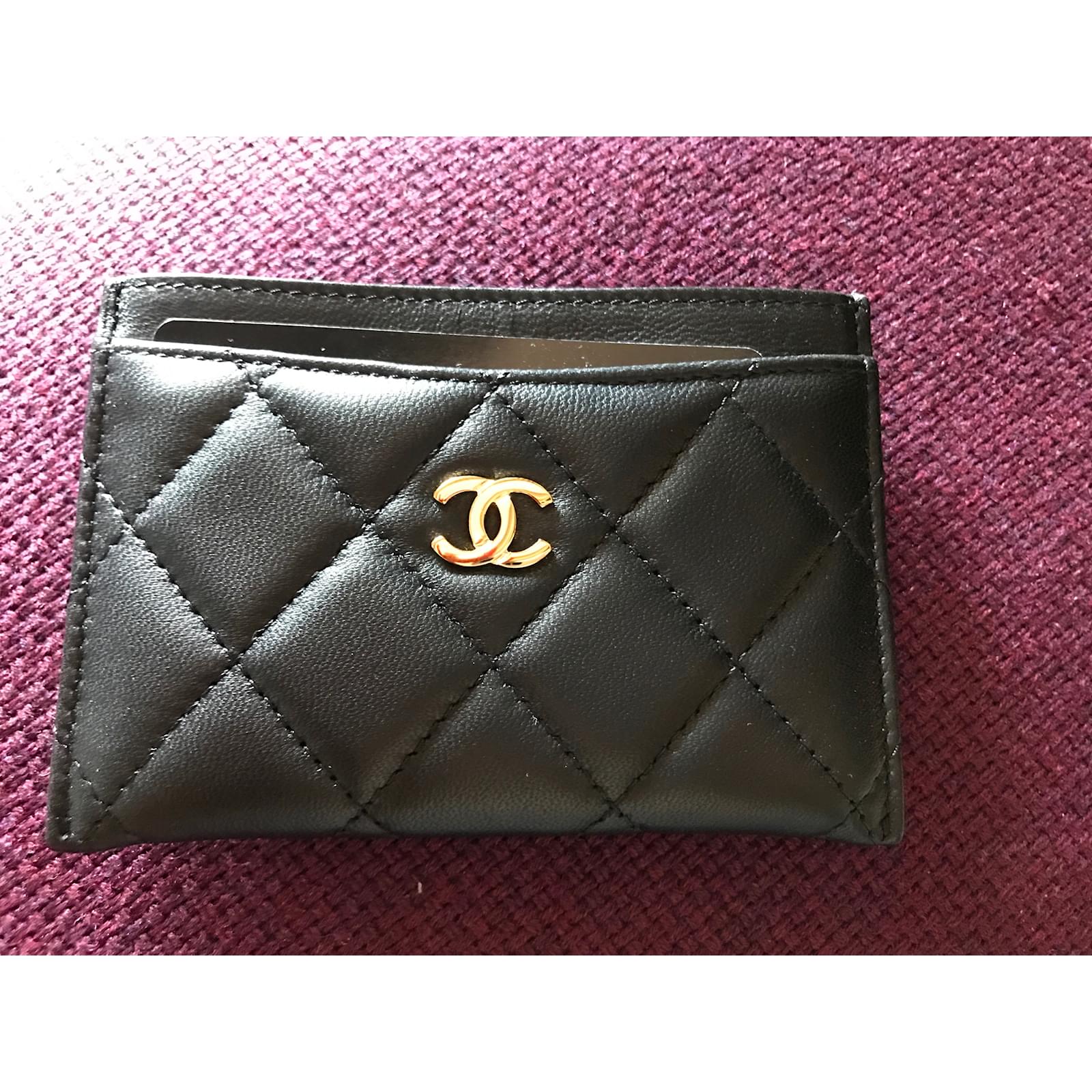 Chanel Black Quilted Lambskin Classic Card Holder Chanel