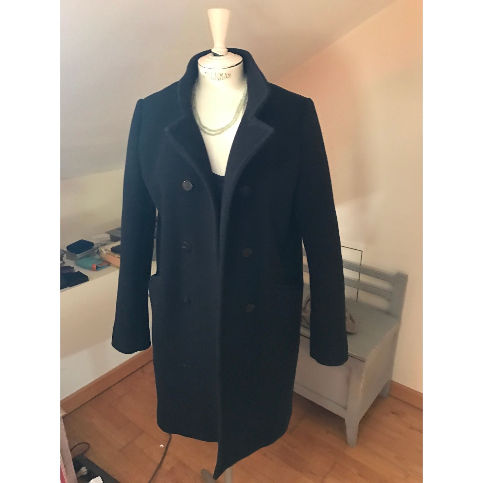 Manteau Noir Mi-saison Le Comptoir Des Cotonniers Taille 38 - Neuf Sans étiquettes, Style Officier