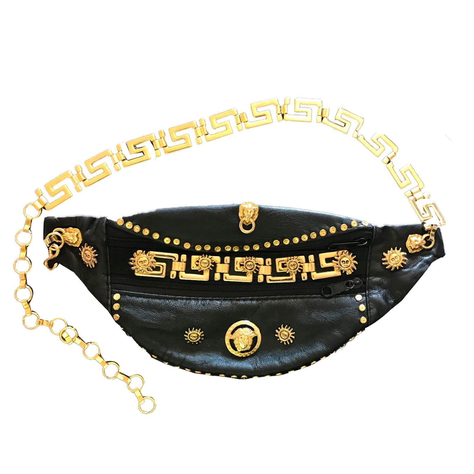 Banane Versace medusa Cuir d'agneau Noir ref.45542 - Joli Closet