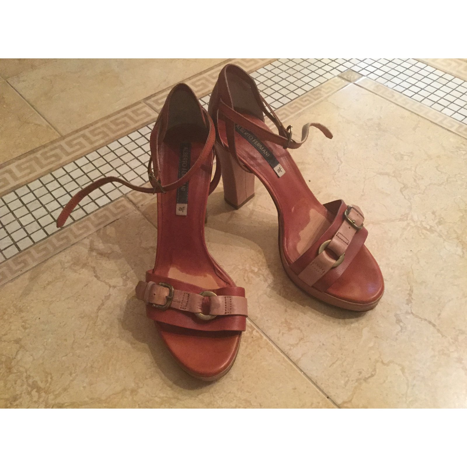 Fermani Sandals Chocolate Leather ref.45639 - Joli Closet
