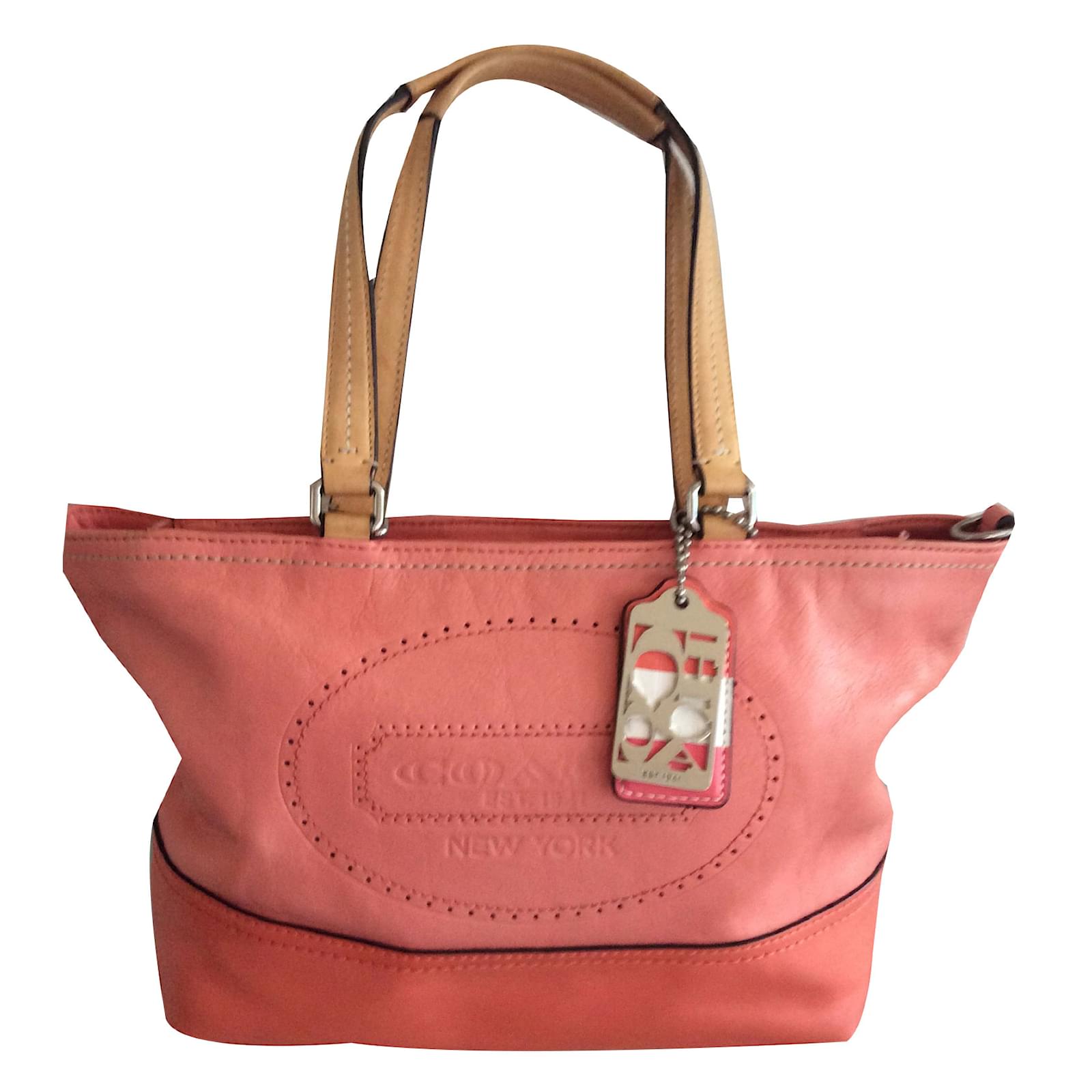 Coach Sac ?� main Cuir Orange ref.45693 - Joli Closet