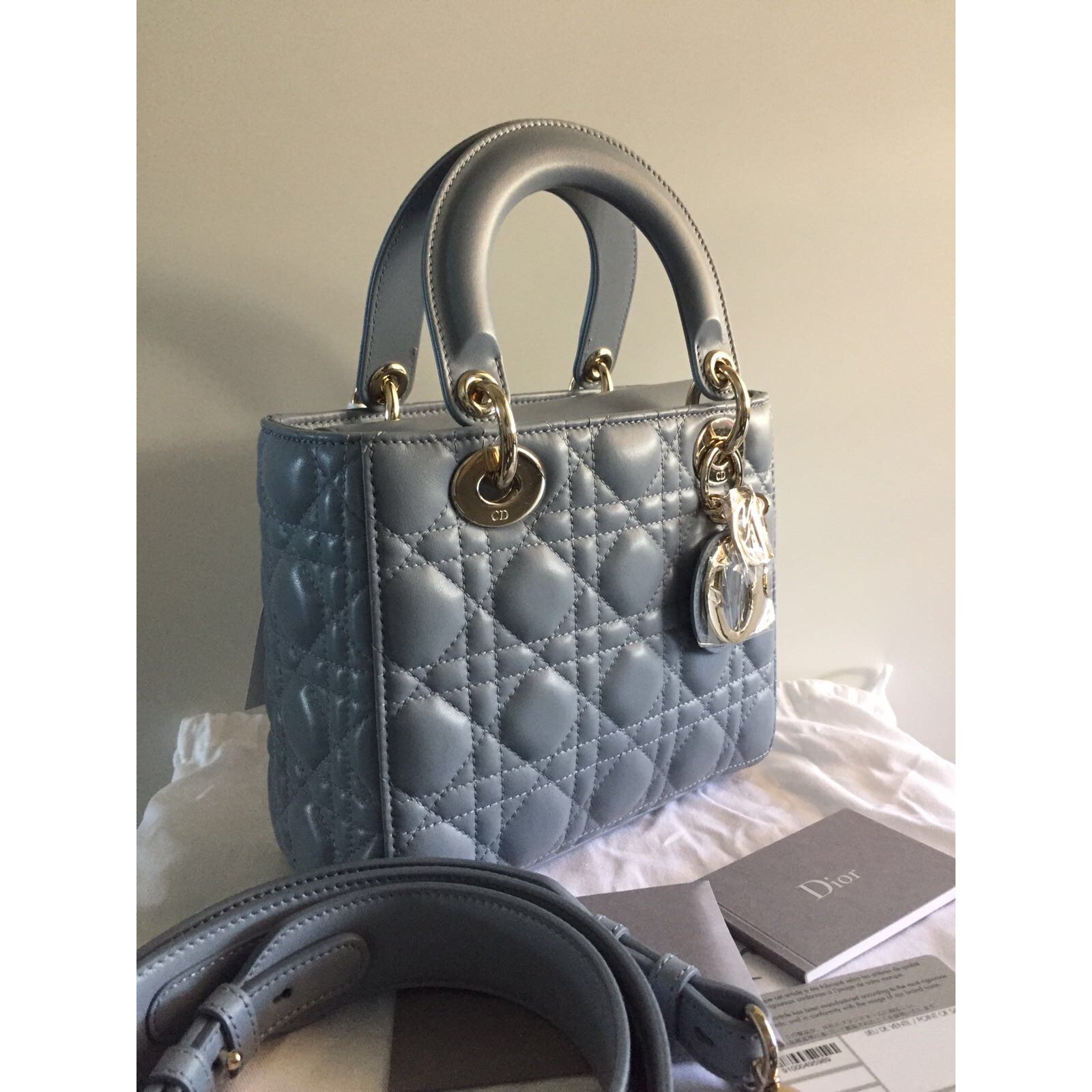 Lady Dior Micro Bag Cloud Blue Cannage Lambskin  DIOR SG