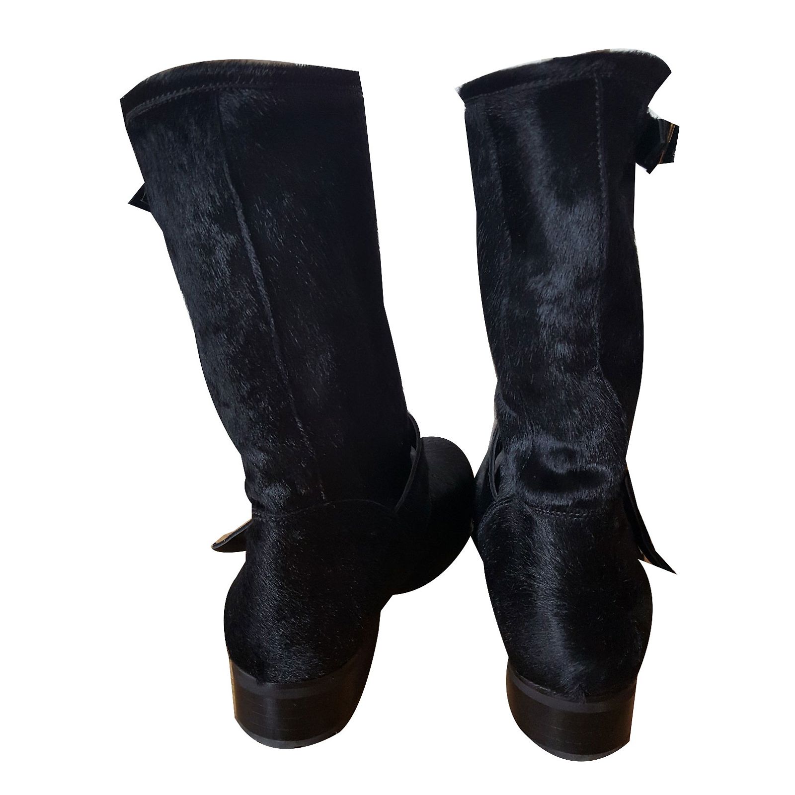 Bottes Lézard Noires Giuseppe Zanotti - Talon 10 Cm Satin - Taille 39 - Occasion Très Peu Porté