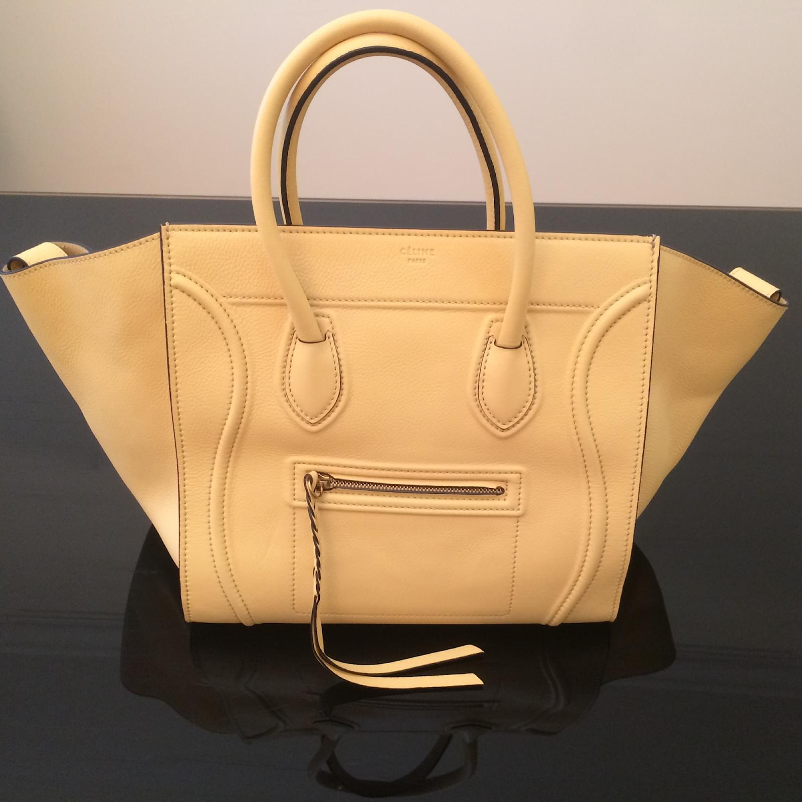 Céline Luggage Phantom Moyen Modèle Cuir Jaune Joli Closet