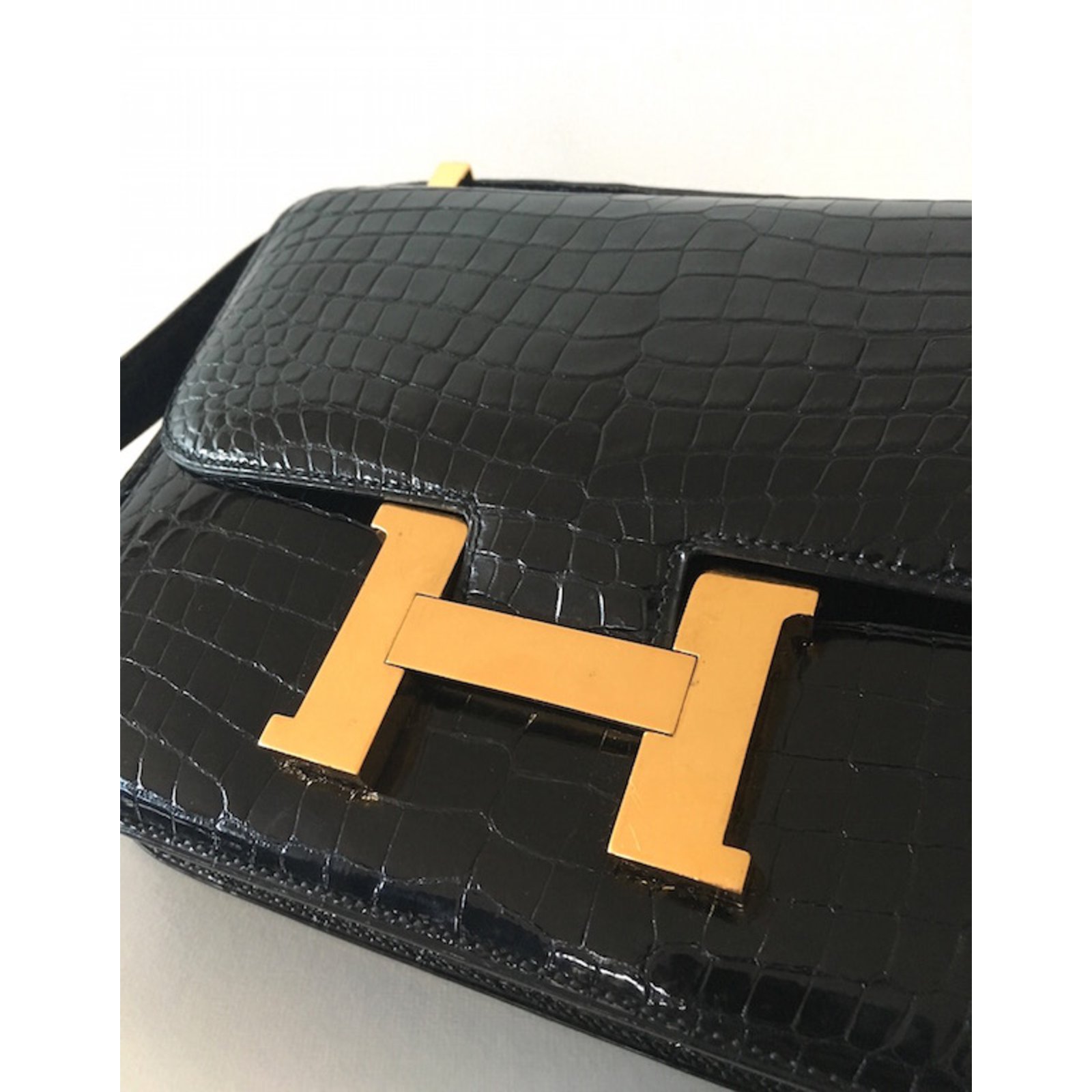 Hermès VINTAGE HERMES CASE A 3 BLACK CROCODILE LEATHER CIGAR CASE Exotic  leather ref.1033232 - Joli Closet