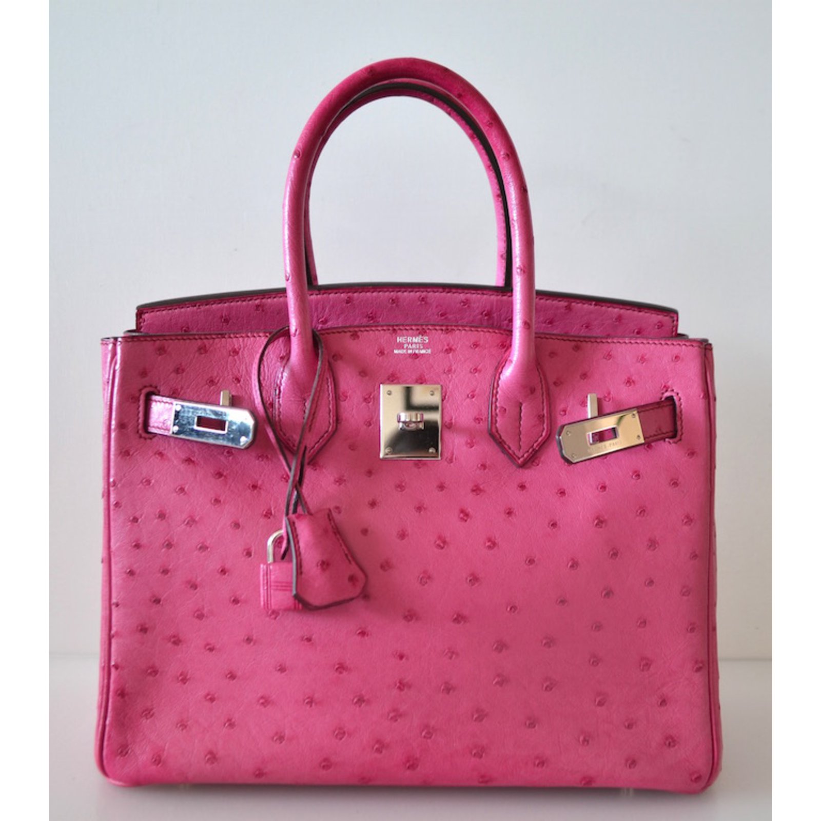 Hermès Birkin 30 ostrich Pink Exotic leather ref.47383 - Joli Closet