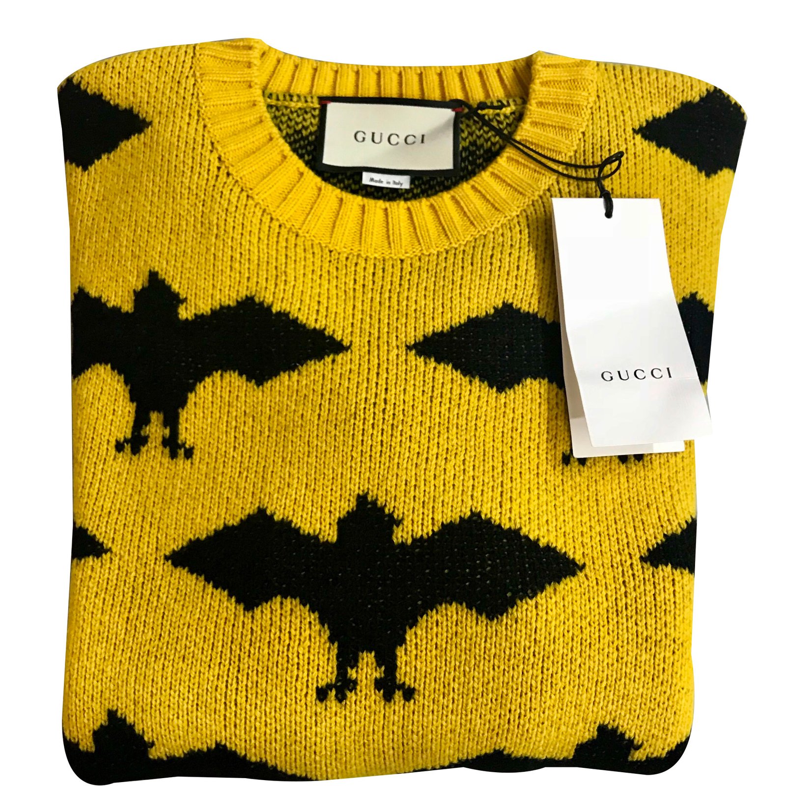 Gucci Gucci Bat Sweaters Wool Yellow 