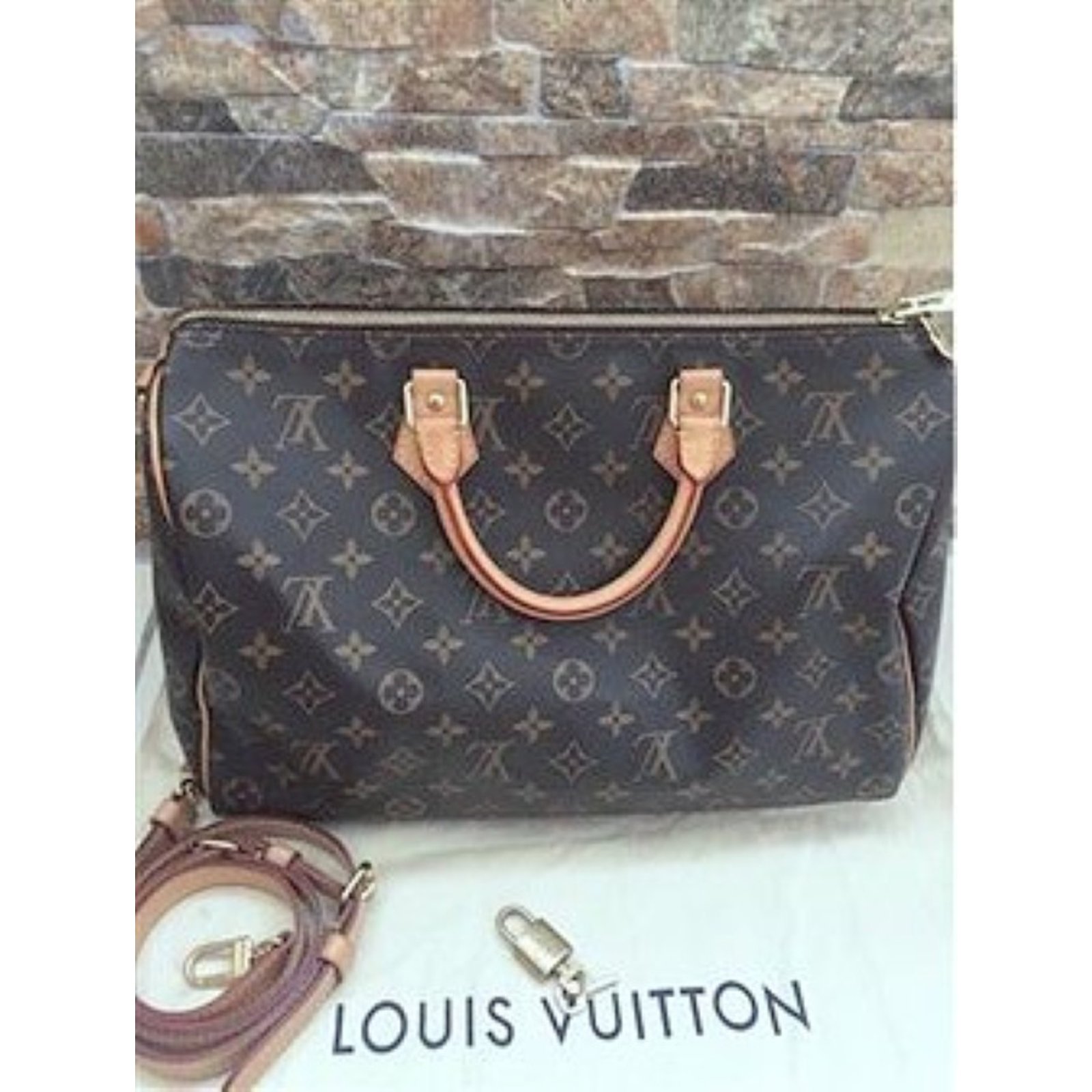 Louis Vuitton Brown Monogram Speedy 35 Cloth ref.743599 - Joli Closet