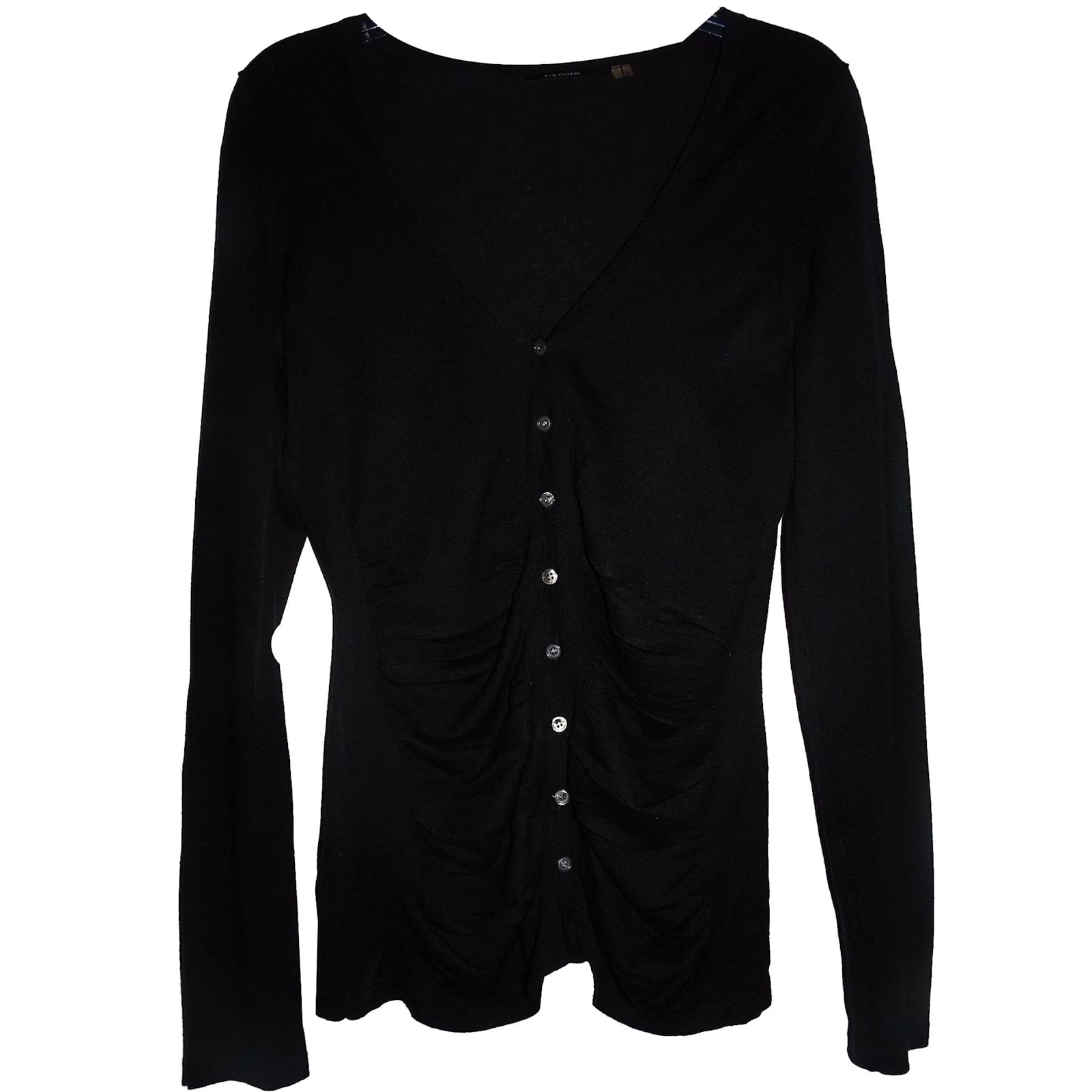 Elie Tahari Ruffled cardigan Black Silk Cashmere ref.49132 - Joli Closet