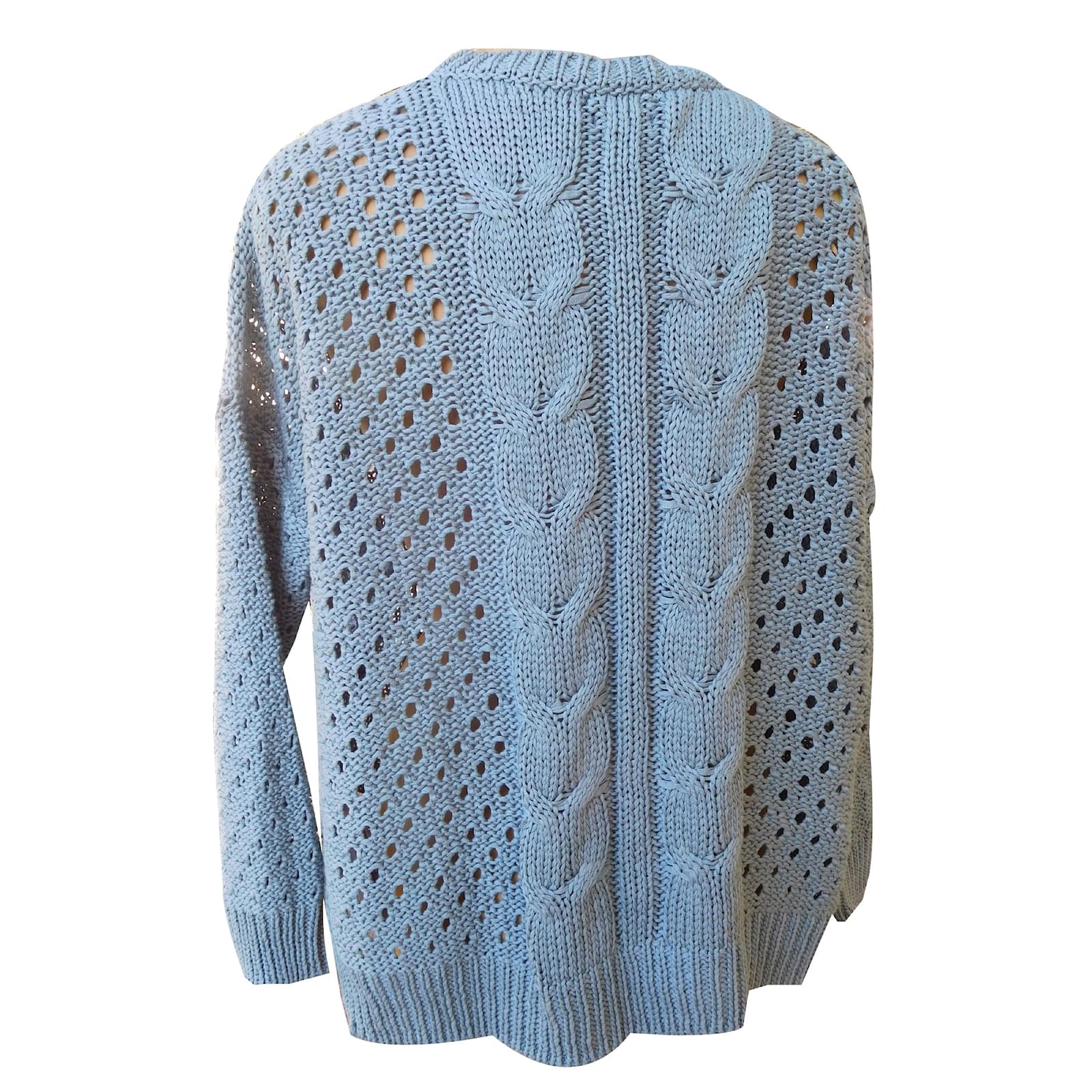 Massimo Dutti lace jumper Blue Cotton ref.49395 - Joli Closet