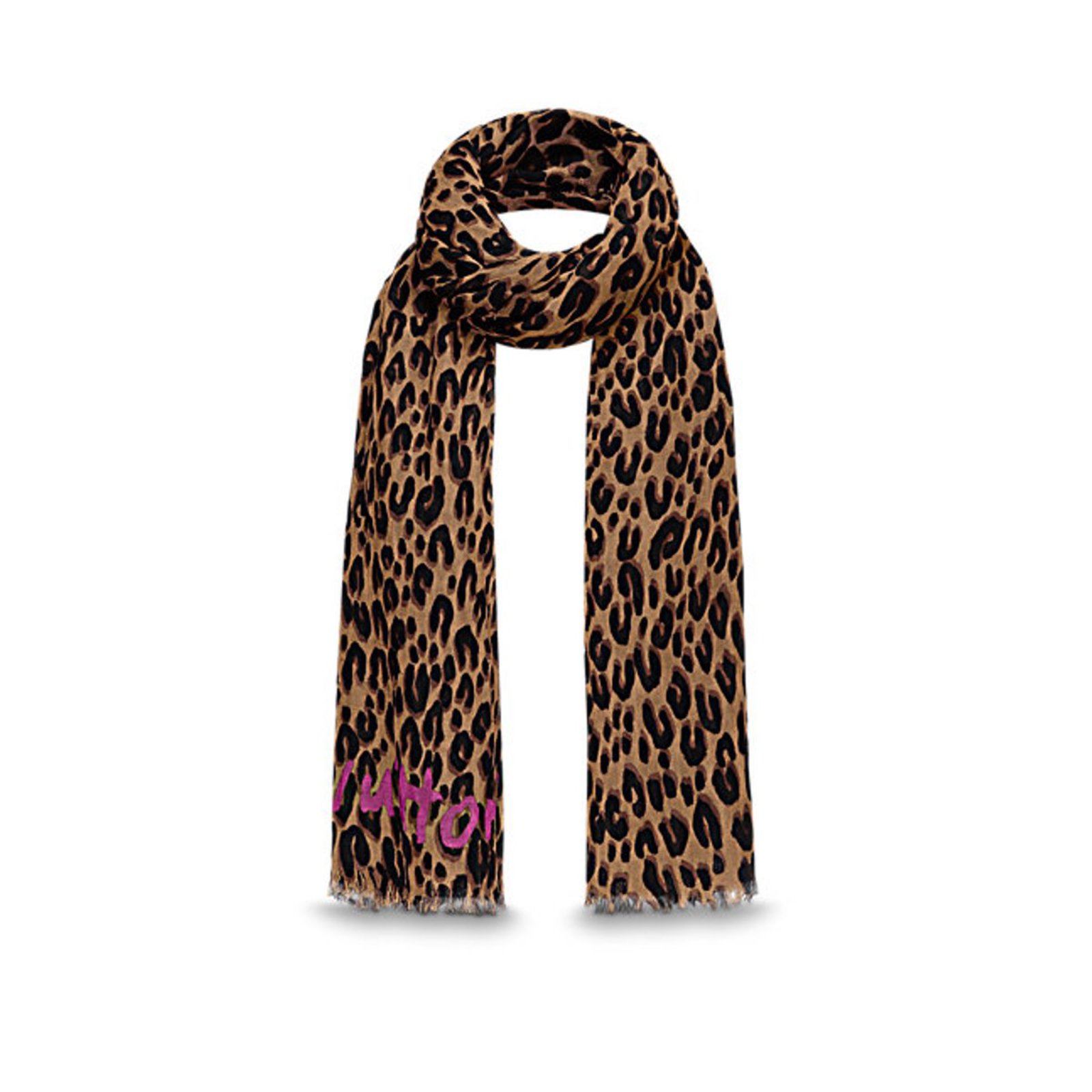 LOUIS VUITTON Brown Cashmere/Silk Blend Leopard Scarf - Jupiter Boutique