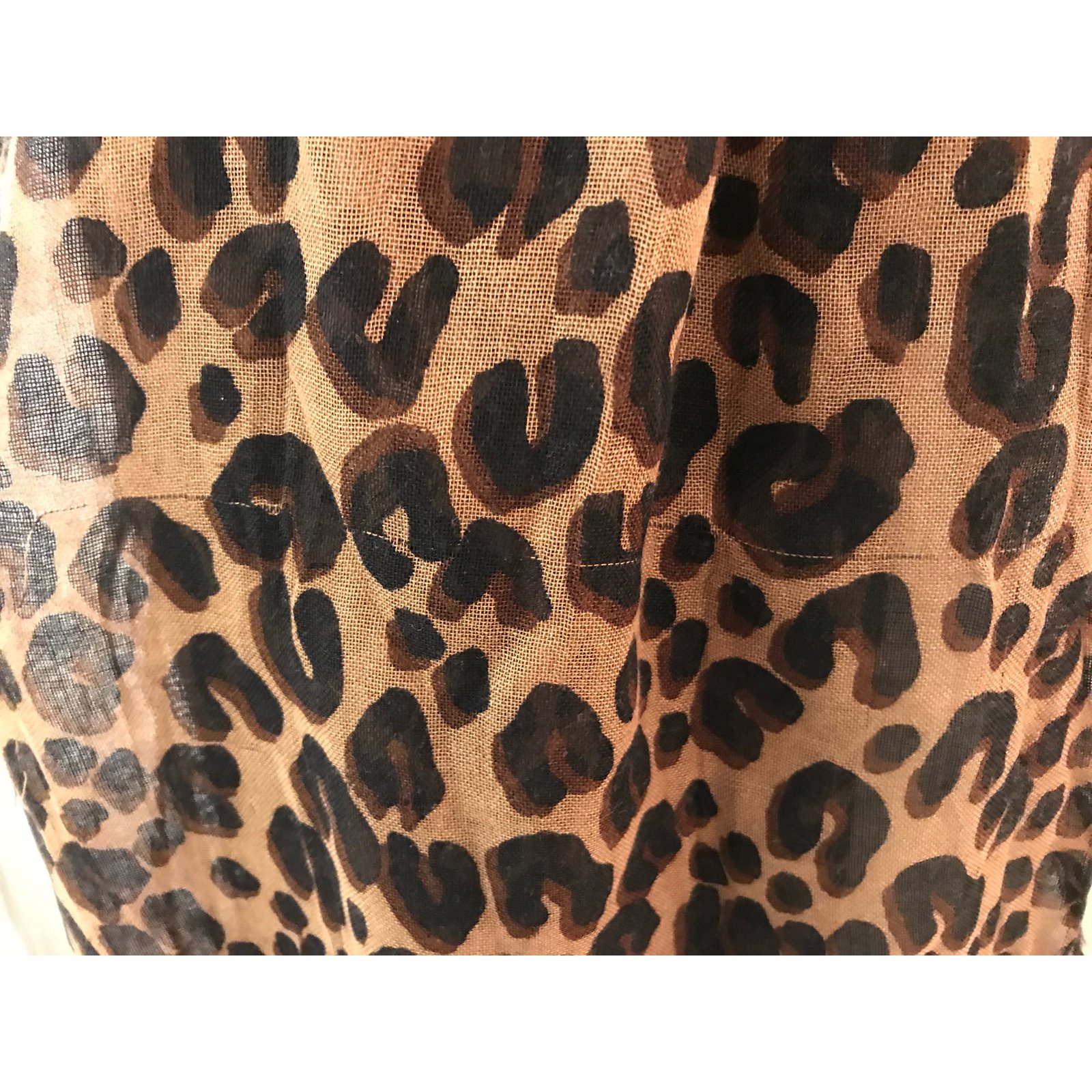 Louis Vuitton Scarf Brown Khaki Leopard print Silk Cashmere ref